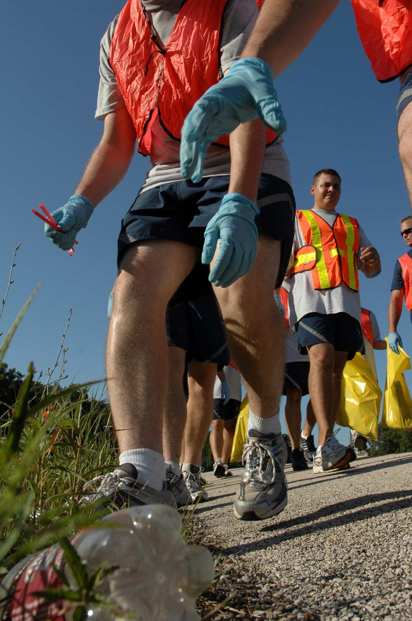 KNOB NOSTER, Mo. – U.S. Air Force Senior Airmen and Staff Sgt’s attending Airman Leadership School at Whitman participate in a class community project called “road-side cleanup” July 22 to help keep Missouri highway road sides trash free. While attending ALS Airmen are to put together a community service project as a part of the class curriculum. ALS is a course designed to help sharpen the leadership skills of senior airmen about to become non-commissioned officers. (U.S. Air Force photo/Senior Airman Kenny Holston)   