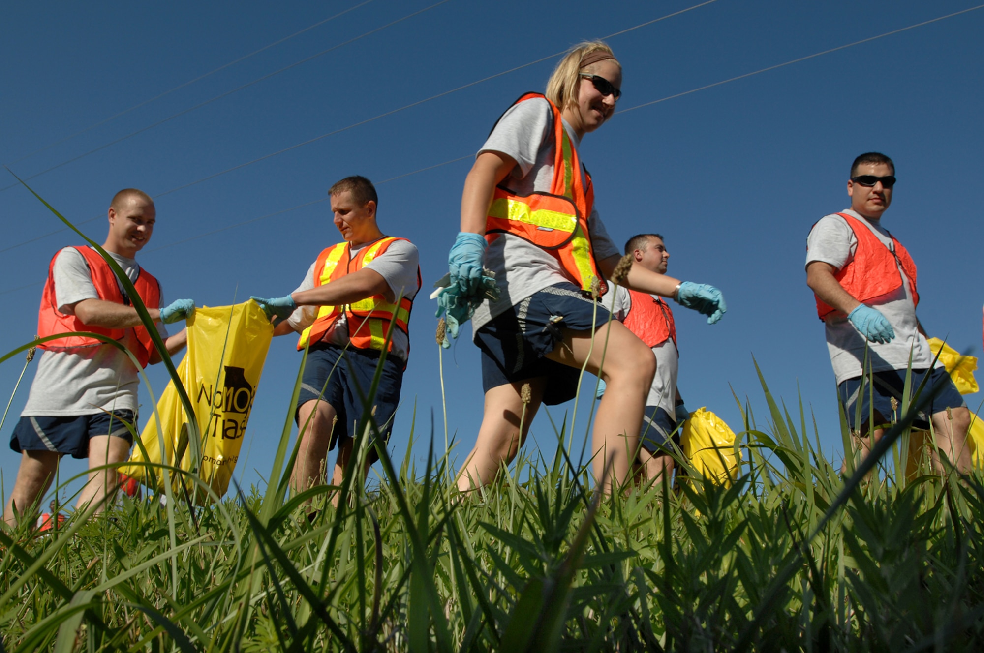 KNOB NOSTER, Mo. – U.S. Air Force Senior Airmen and Staff Sgt’s attending Airman Leadership School at Whitman participate in a class community project called “road-side cleanup” July 22 to help keep Missouri highway road sides trash free. While attending ALS Airmen are to put together a community service project as a part of the class curriculum. ALS is a course designed to help sharpen the leadership skills of senior airmen about to become non-commissioned officers. (U.S. Air Force photo/Senior Airman Kenny Holston)   