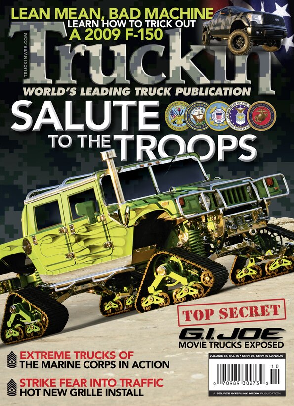 The latest edition of Truckin' magazine, set to hit newsstands July 28, will feature 12 pages from his visit to the Marine Corps Air Ground Combat Center and thousands of copies are slated to be shipped to troops overseas.