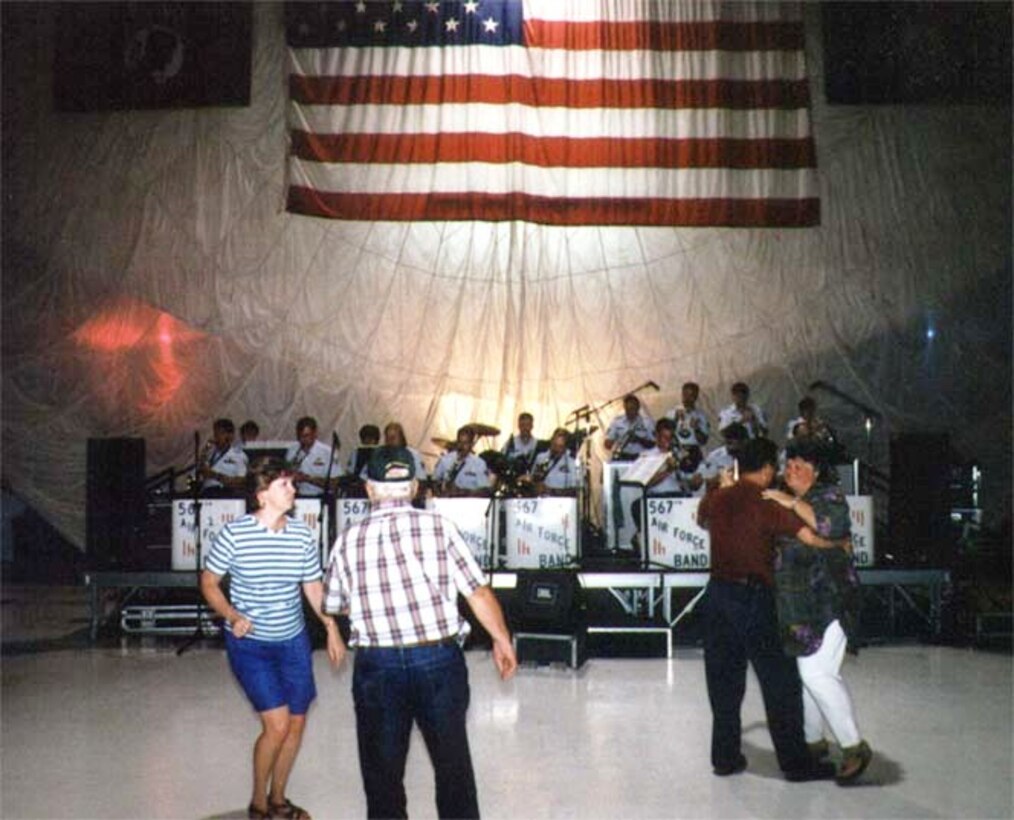 Burlington, VT:  The "Ambassadors" jazz band performs at the 50th Anniversary of the Air Force Celebration in Burlington, VT.  The band was tasked to support the Vermont Air National Guard's "Green Mountain Boys" during their festivities.