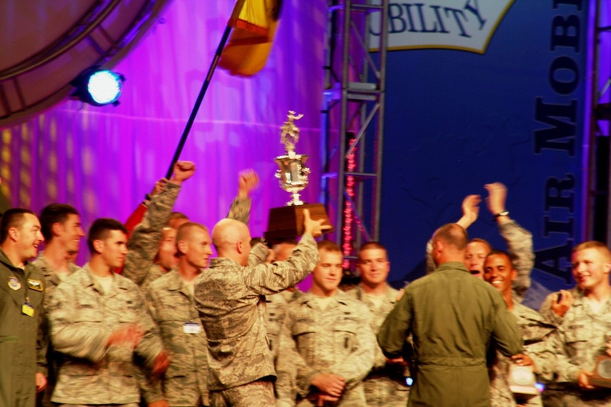 Members of the 62nd Airlift Wing, McChord Air Force Base, Wash., hold up the trophy for winning Best Air Mobility Team for Air Mobility RODEO 2009 July 24, 2009, at McChord AFB. The award is considered the "Best of the Best" in RODEO competition.  (U.S. Air Force Photo/Tech. Sgt. Scott T. Sturkol)
