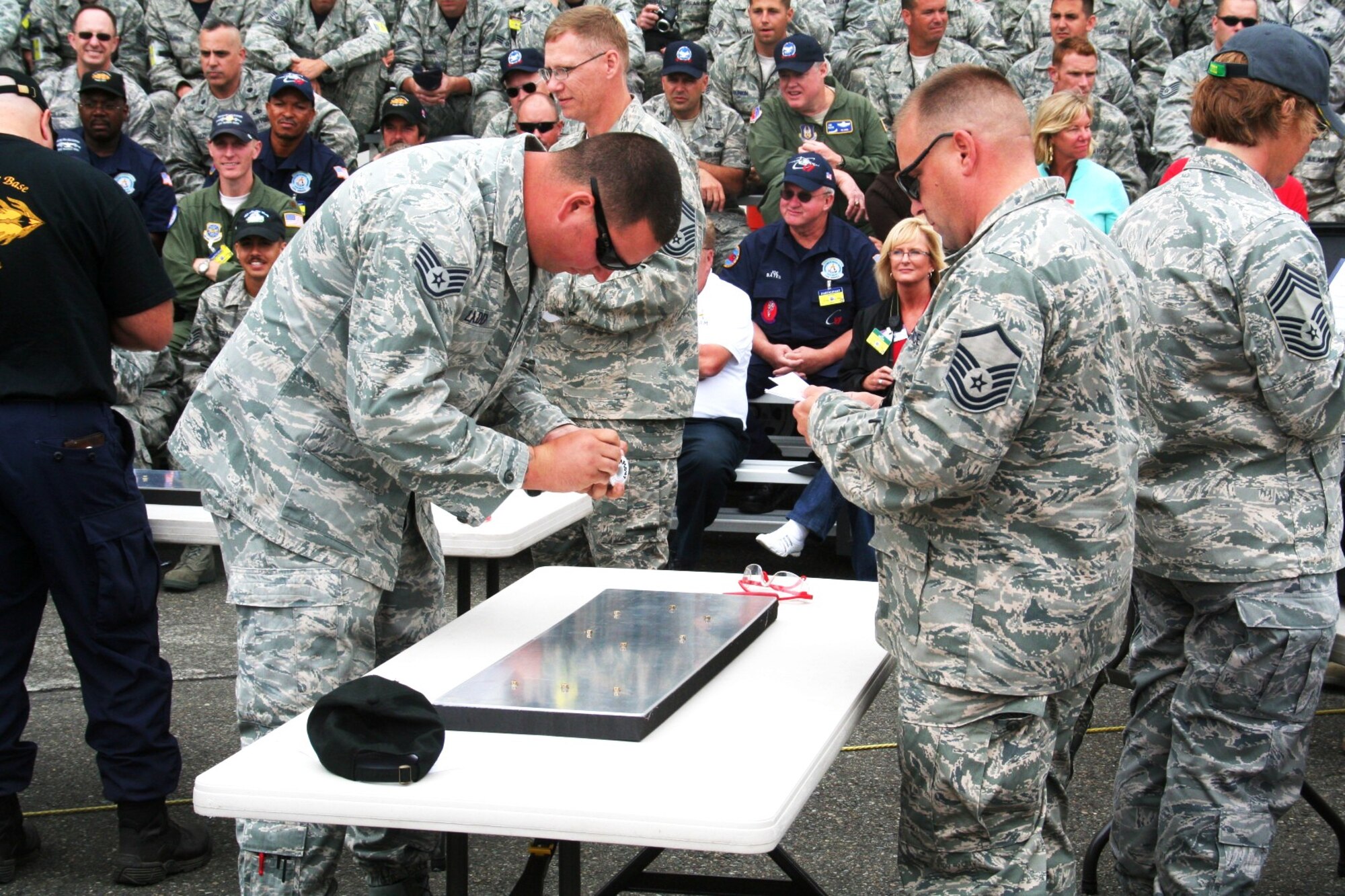 Maintenance Airmen participate in a maintenance skills competition demonstration July 23, 2009, as part of activities for Air Mobility RODEO 2009 at McChord Air Force Base, Wash. The maintenance skills competition will be featured for the first time as a main event in RODEO 2011.  (U.S. Air Force Photo/Tech. Sgt. Scott T. Sturkol)