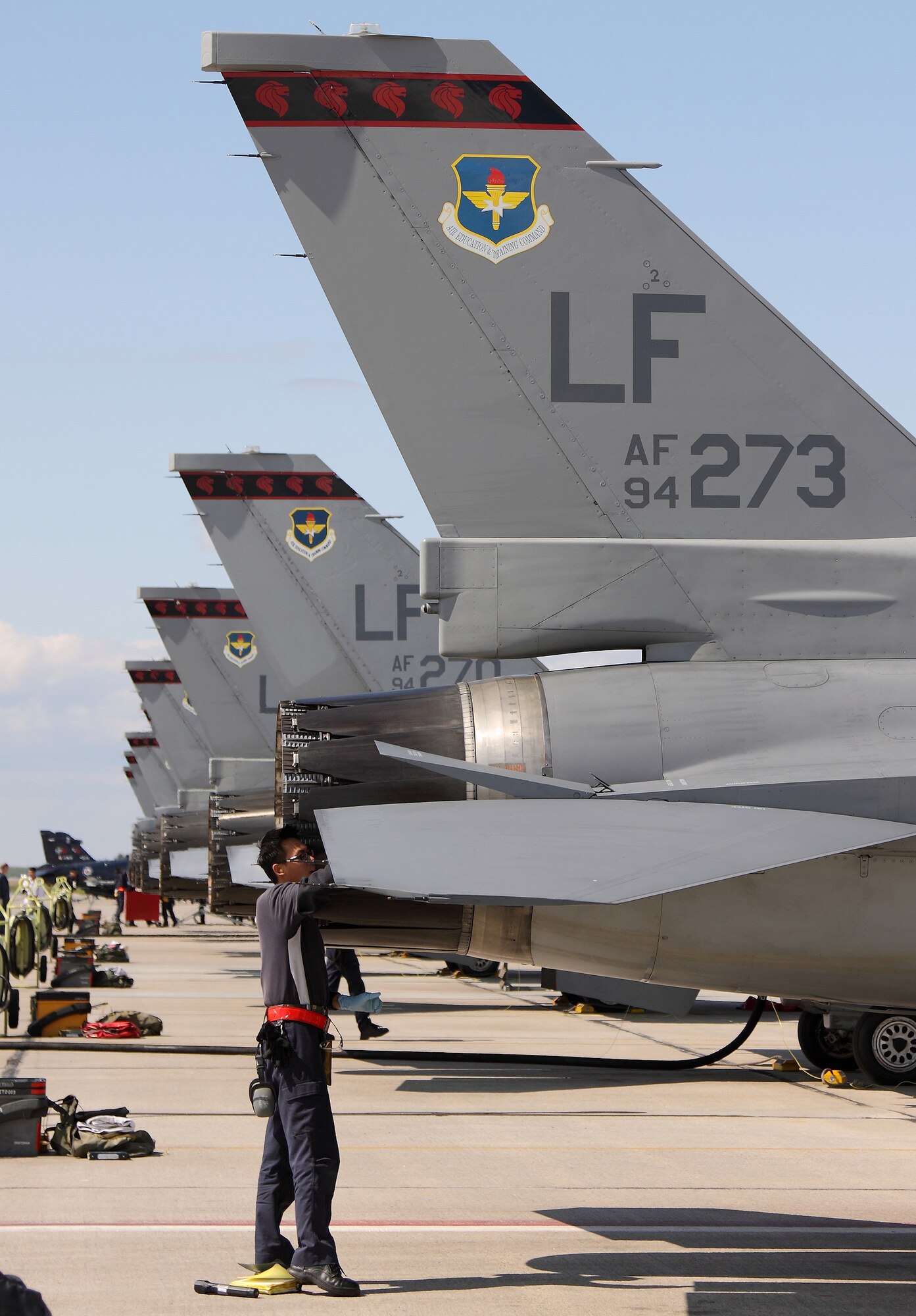 Airmen from the 425th Fighter Squadron at Luke Air Force Base prepare F-16 Fighting Falcons to participate in Maple Flag 42 at Cold Lake, Canada. (Photo courtesy of Neil Pearson, www.imageaviation.com)