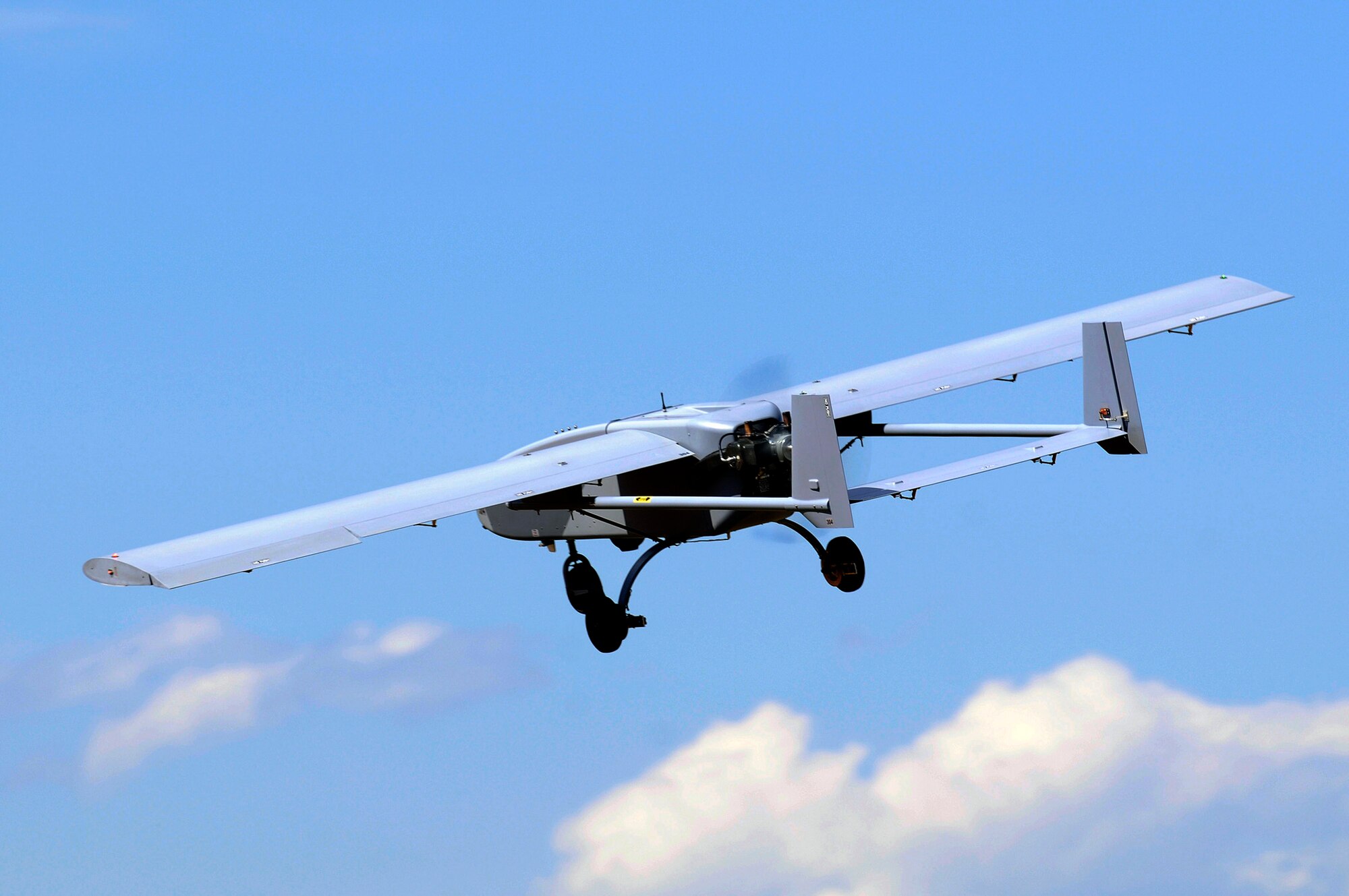 The U.S Air Force Academy's unmanned aircraft systems Viking 300 aircraft flies July 22 over Fort Carson, Colo.  (U.S. Air Force photo/Mike Kaplan)