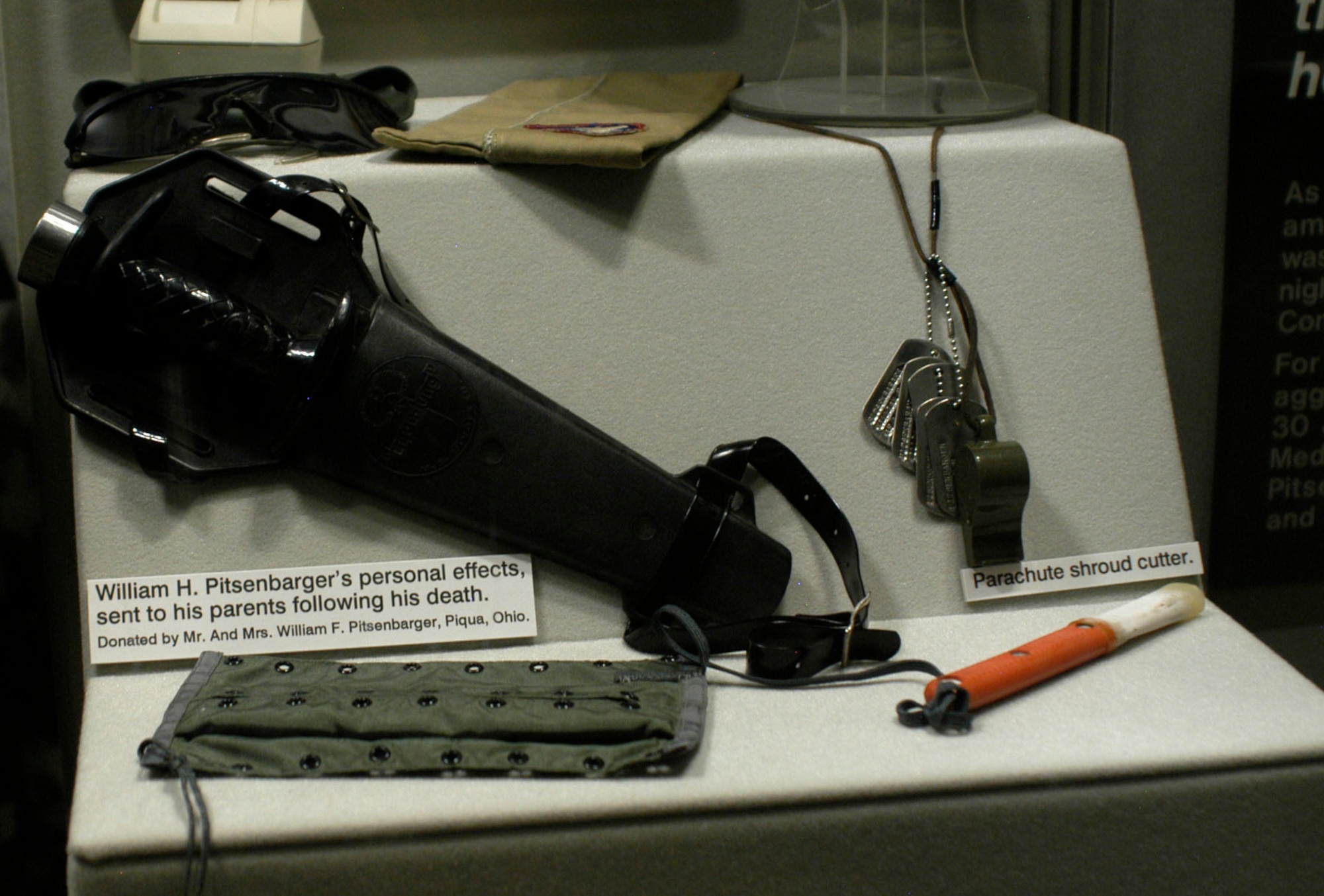 DAYTON, Ohio - William H. Pitsenbarger's personal effects sent to his parents following his death. These items are on display in the Southeast Asia War Gallery at the National Museum of the U.S. Air Force. (U.S. Air Force photo)