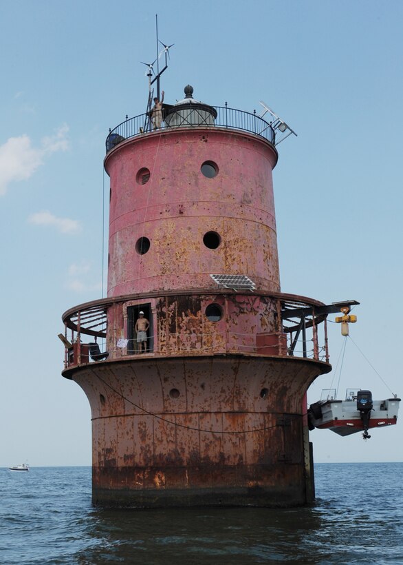 LANGLEY AIR FORCE BASE, Va. -- The Thimble Shoals lighthouse is the first checkpoint in the Veteran's Cup 2009 Sailing Regatta here July 25. The Veteran's Cup Regatta is a sailboat race held in the Chesapeake Bay. This event is put together and run by the Langley Yacht Club.  (U.S. Air Force photo/Airman 1st Class Jonathan Koob)