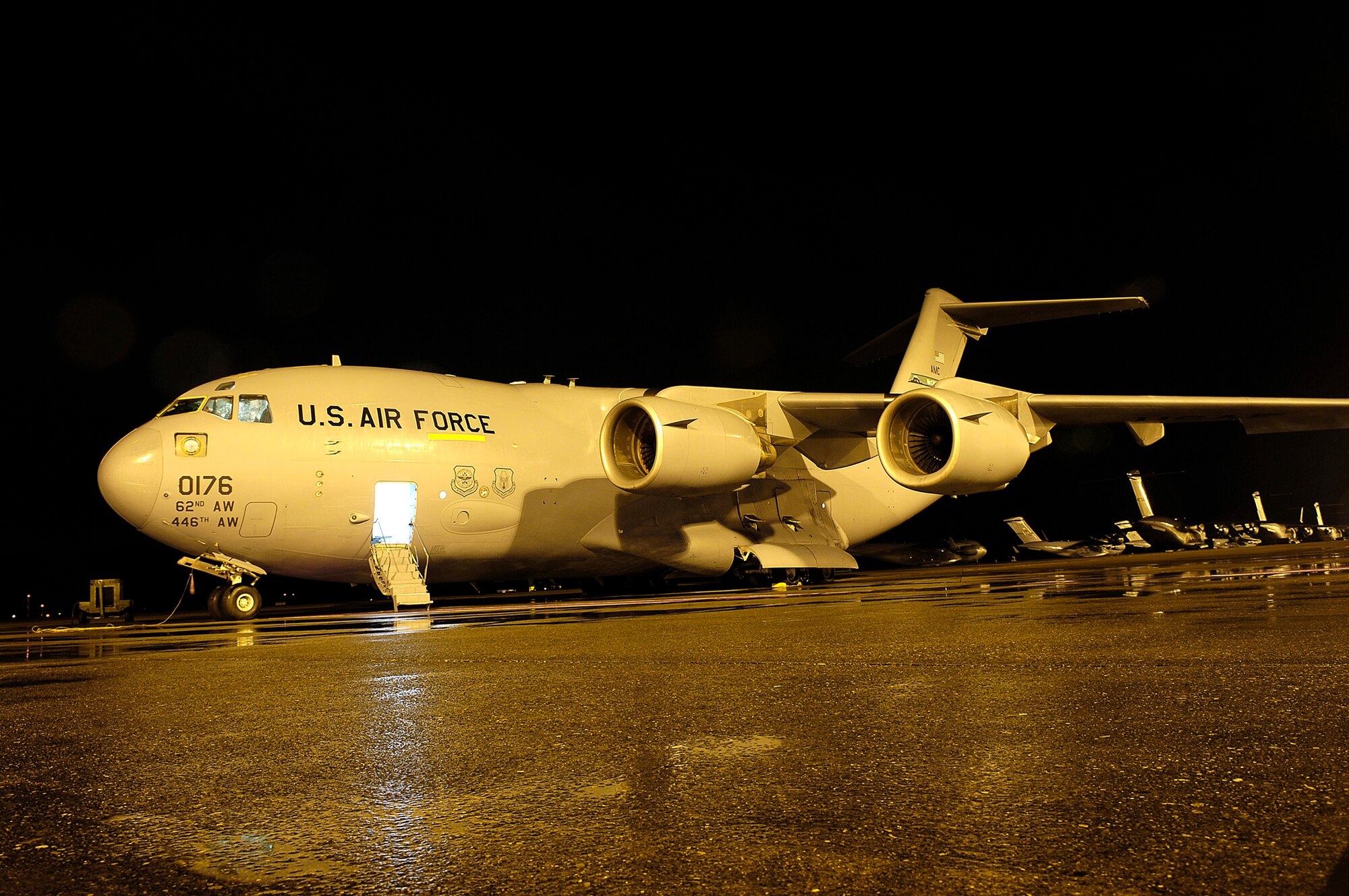 The C-17 Globemaster III performs tactical airlift and airdrop missions, transports passengers, delivers troop resupply and all types of cargo throughout Southwest Asia in support of operations Enduring Freedom and Iraqi Freedom. (U.S. Air Force photo/Senior Airman Clay Lancaster)