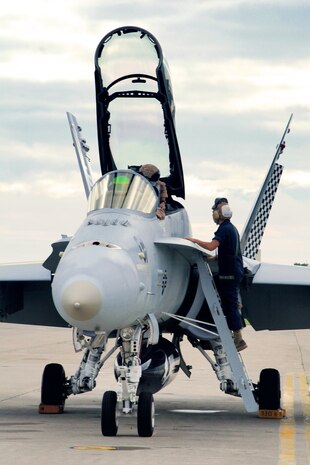 An F/A-18 prepares for flight at the start of aviation training relocation conducted with Japanese forces July 25. The exercise is a week-long, bilateral exercise demonstrating joint capabilities and improving interoperability between the United States and Japan.