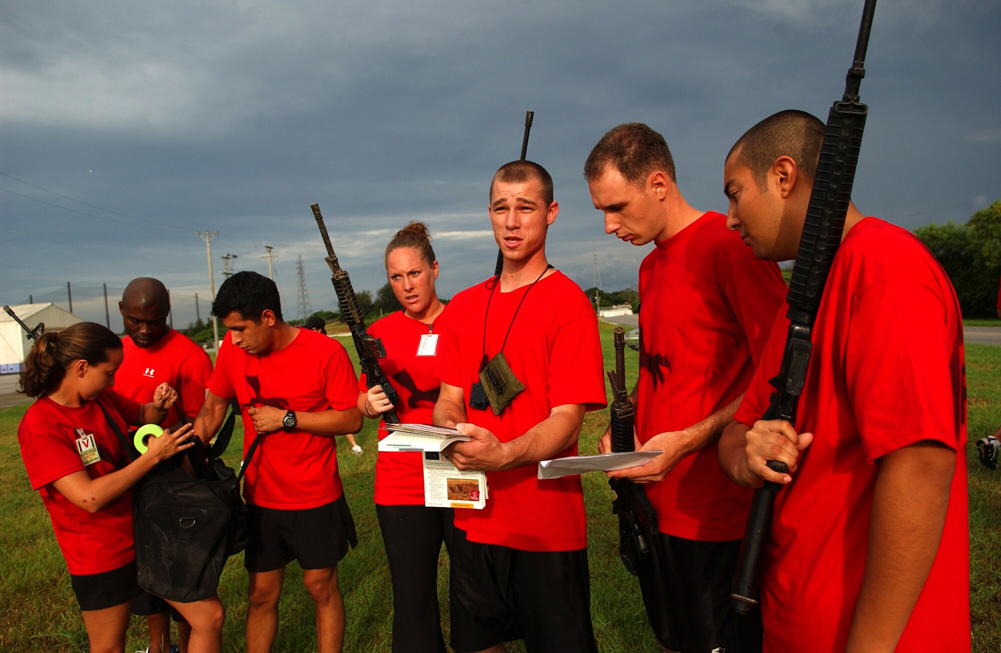 Students from Airman Leadership School learn leadership and followership skills as they undergo a course coordinated by the 554th Red Horse Squadron and the Erwin Professional Military Education Center July 27, Kadena Air Base, Japan.   (U.S. Air Force photo/Tech. Sgt. Rey Ramon)    