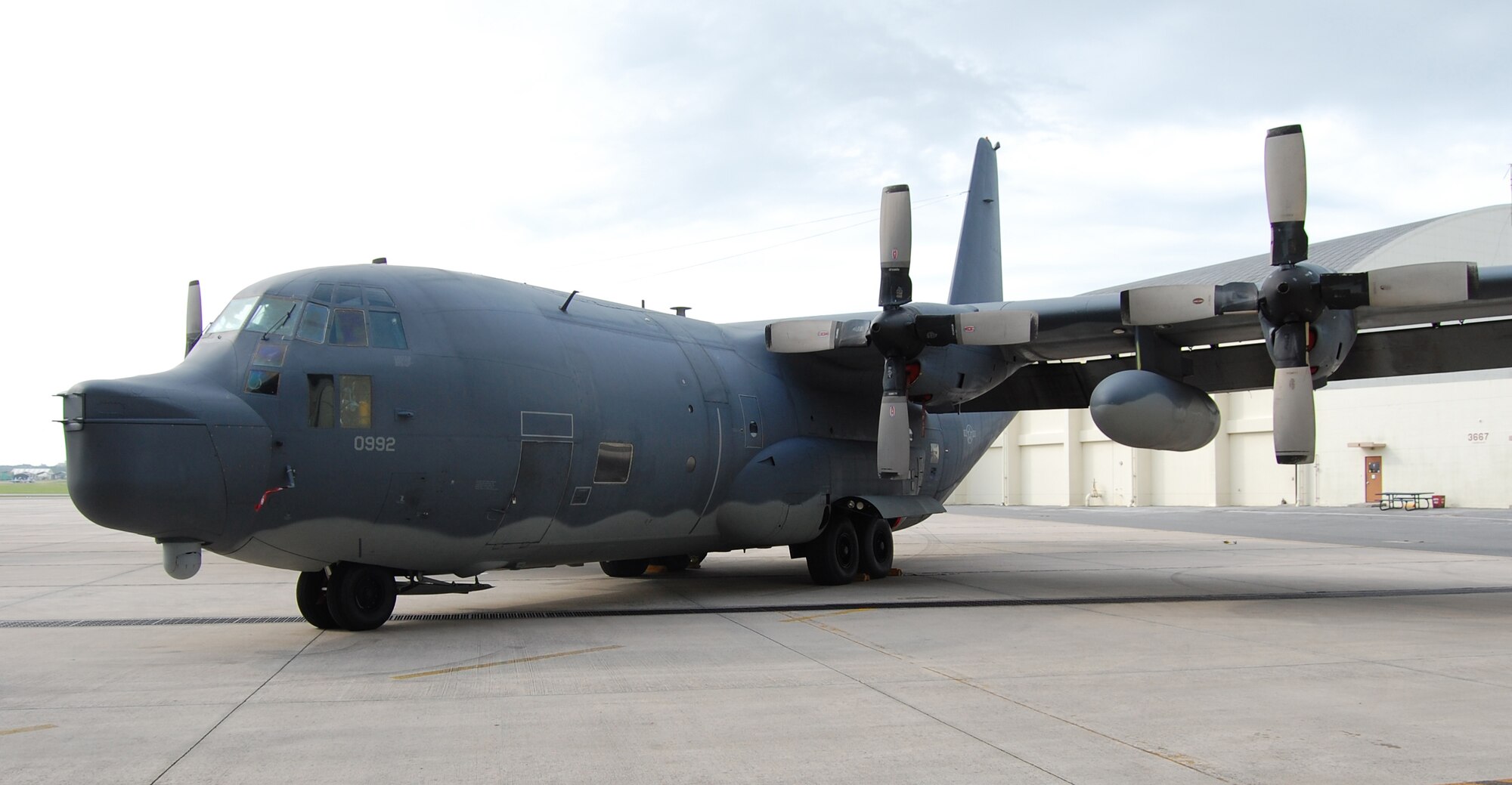 KADENA AIR BASE, Japan -- The 17th Special Operations Squadron's MC-130P Combat Shadow Tail # 65-0992 sits on the ramp at Kadena Air Base July 23, 2009. Tail # 65-0992 has been assigned to the 17th SOS since its activation at Kadena Aug. 1, 1989. The aircraft has been stationed at Kadena since February 1988, originally assigned to the 33rd Aerospace Rescue Squadron.  (U.S. Air Force photo by James D'Angina)