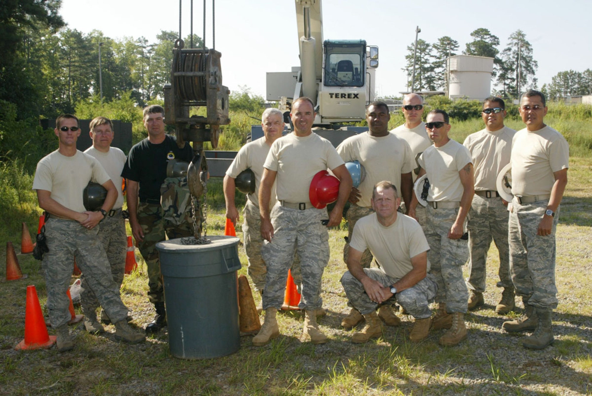 Ten students made up of active duty, Air Force Reserves and Air National Guard personnel successfully completed a one-week extensive crane operations course at the Air Force Reserve Command Expeditionary Combat Support Training Certification Center July 24. The course focus was on proper operations of the heavy equipment with an emphasis on safety and was conducted for those students requiring initial and crane recertification. (U.S. Air Force photo/Don Peek)