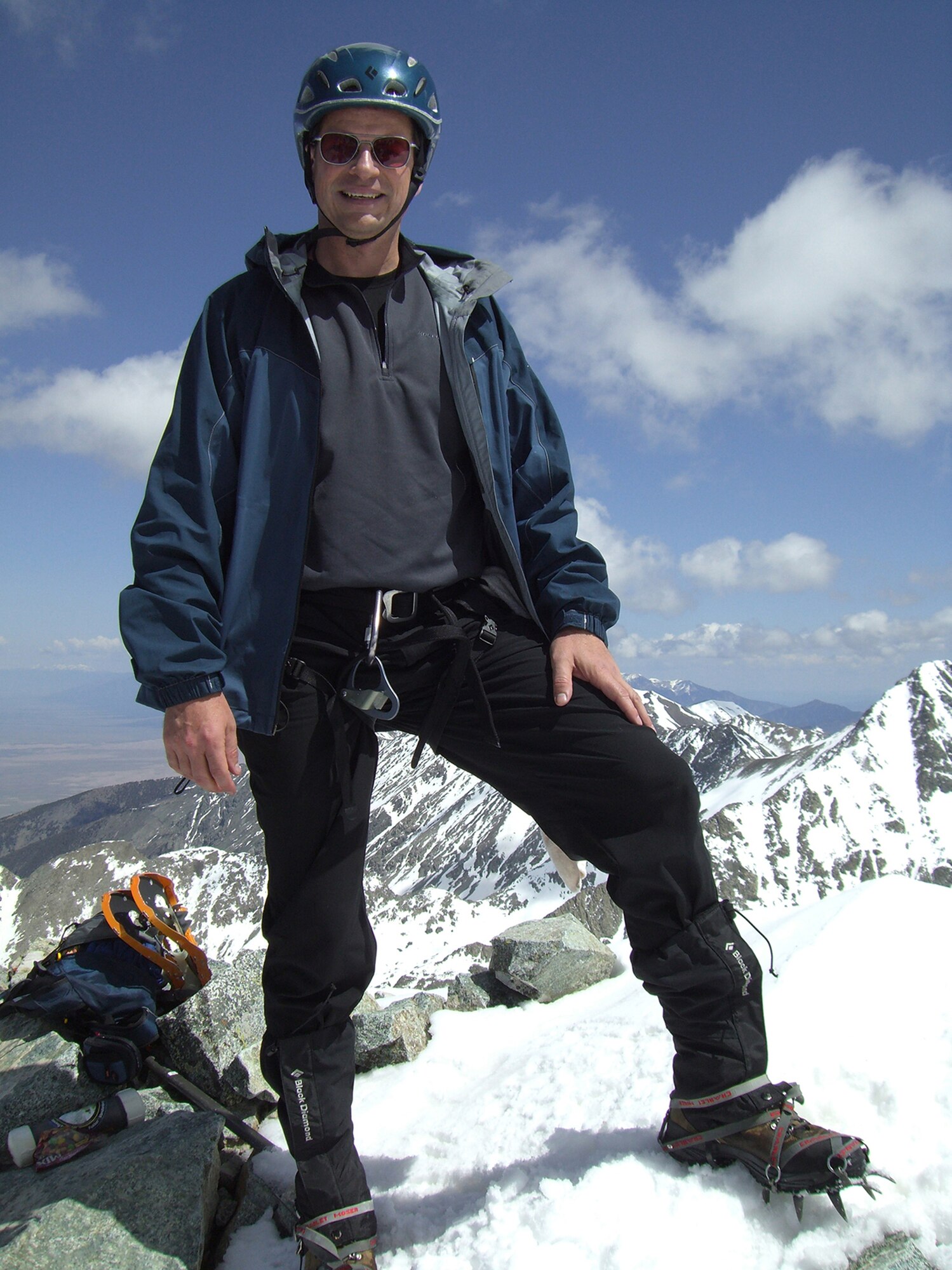 Colonel Vanderwerf seen at the top of this peak in the Sangre de Cristo Mountains of southern Colorado, said temperatures in winter climbs can reach 15 degrees below zero and 30 to 40 below zero with windchill. Only experienced climbers should attempt technical snow climbing, he said.  Courtesy photo