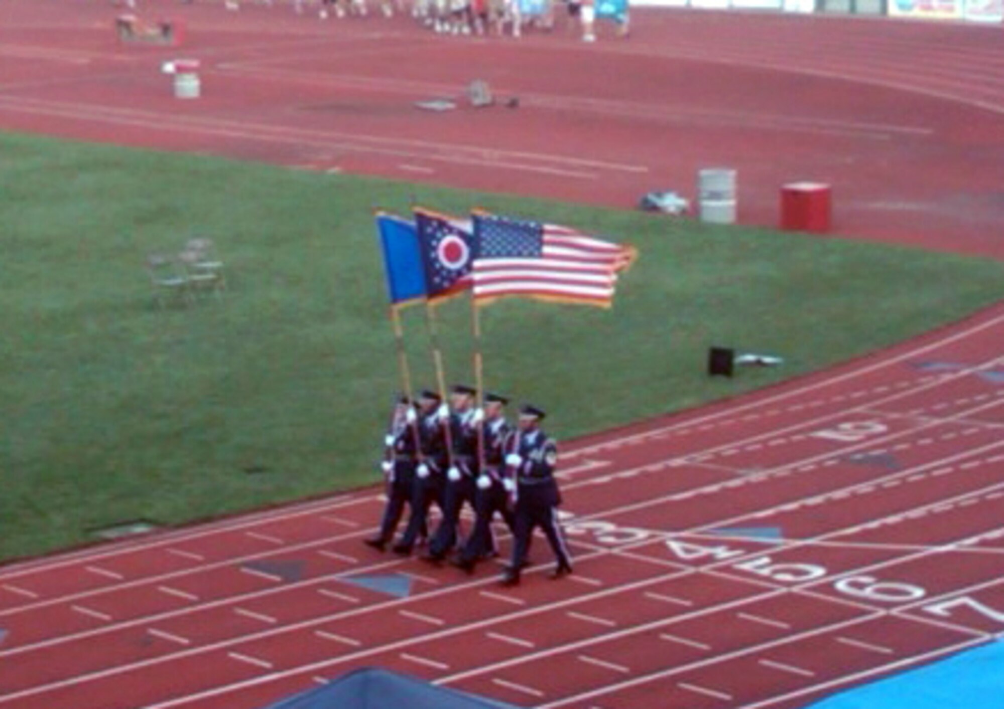 On June 26th, the 180th Fighter Wing Honor Guard participated in the openning ceremonies for the Ohio Special Olympics Games held at the Ohio State University in Columbus, Ohio. 180th FW members volunteered for the Air National Guard-sponsored Medical Team for the games.