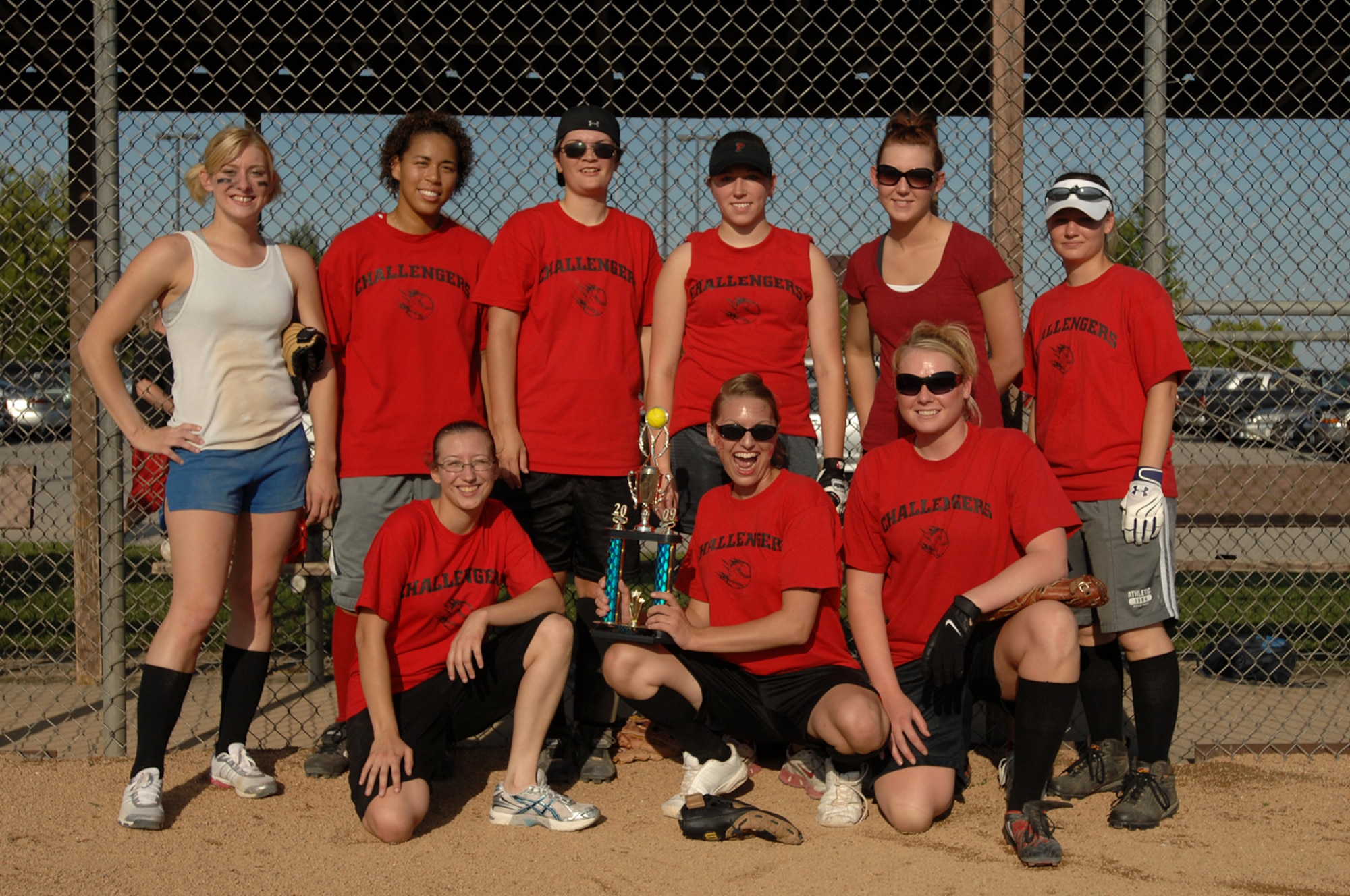 The Force Support Squadron ladies softball team poses after winning the 2009 Intermural Ladies Softball Championship. FSS clenched a victory over the Medical Group with a final score of 11 - 5. (U.S. Air Force photo/ Senior Airman Kenneth Holston)