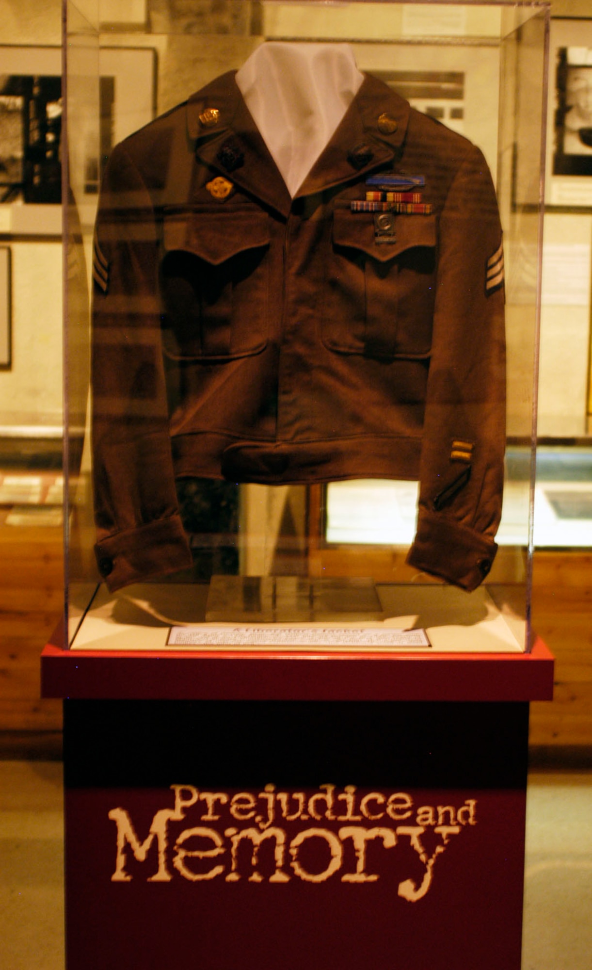 DAYTON, Ohio -- Liberator's jacket in the "Prejudice & Memory: A Holocaust Exhibit" at the National Museum of the U.S. Air Force. (U.S. Air Force photo)