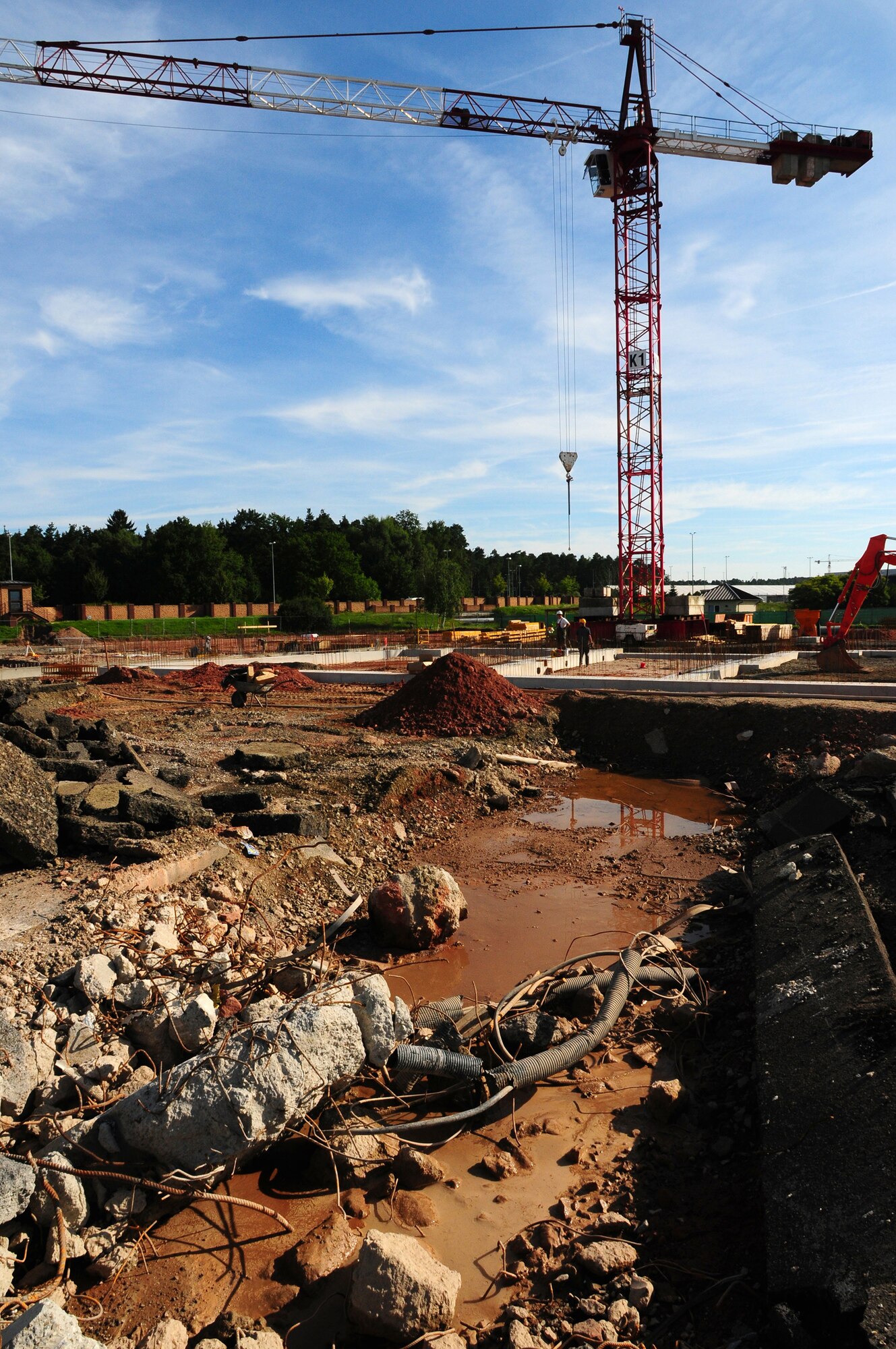 Construction underway at the future site of the Joint Mobility Processing Center on Ramstein AB, Germany 29 July 2009. (U.S. Air Force photo by Staff Sgt. Jocelyn Rich)