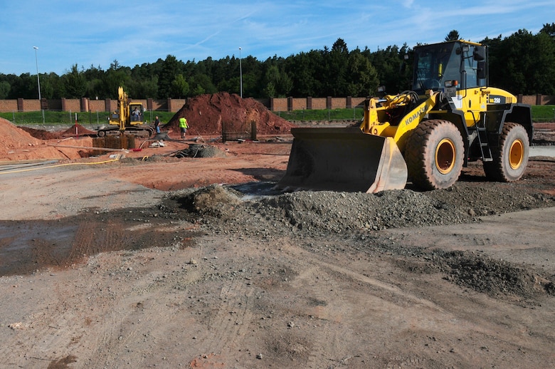 Construction underway at the future site of the Joint Mobility Processing Center on Ramstein AB, Germany 29 July 2009. (U.S. Air Force photo by Staff Sgt. Jocelyn Rich)