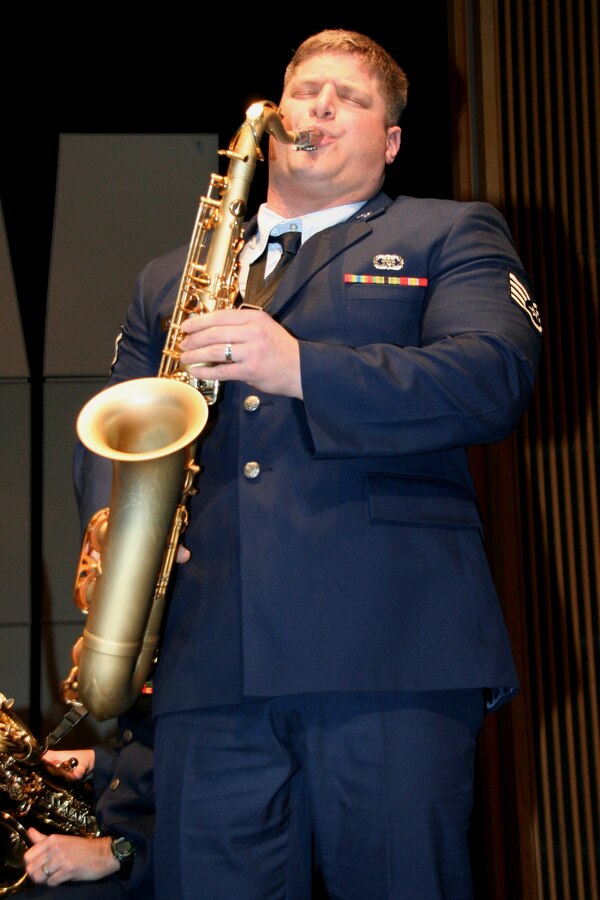 SSgt Christopher Langellotti performs during a holiday performance at Westfield State College, MA. 