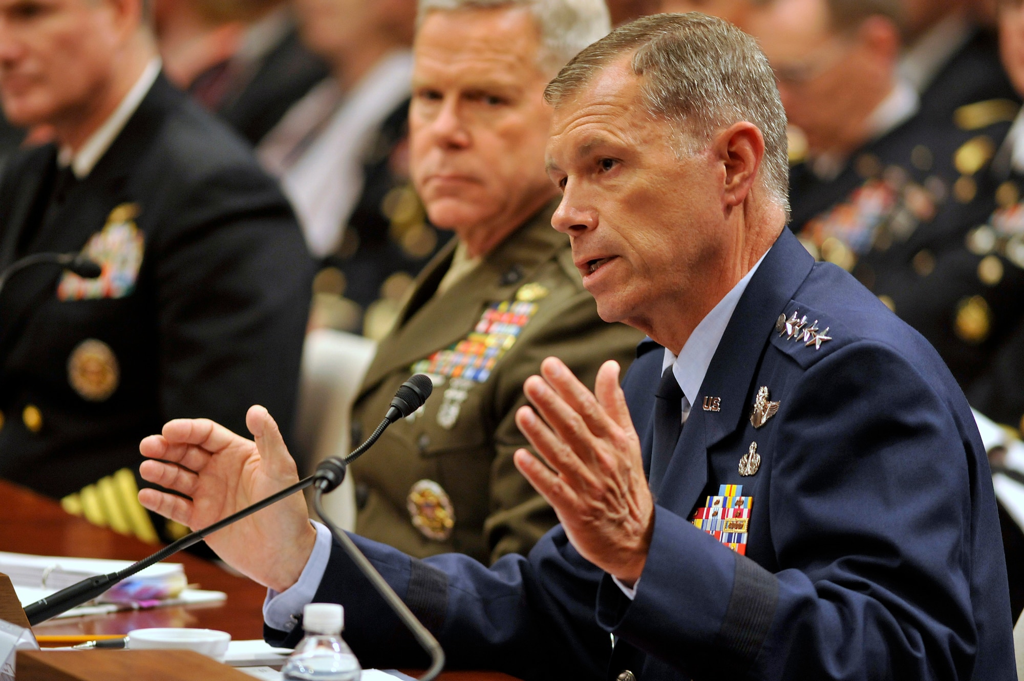 Air Force Vice Chief of Staff Gen. William Fraser (right) testifies before the House Armed Services Committee July 29 on suicide prevention within the military.  Each services' vice chief appeared at the U.S. Capitol on behalf of his service-specific programs.  (U.S. Air Force photo/Scott M. Ash)