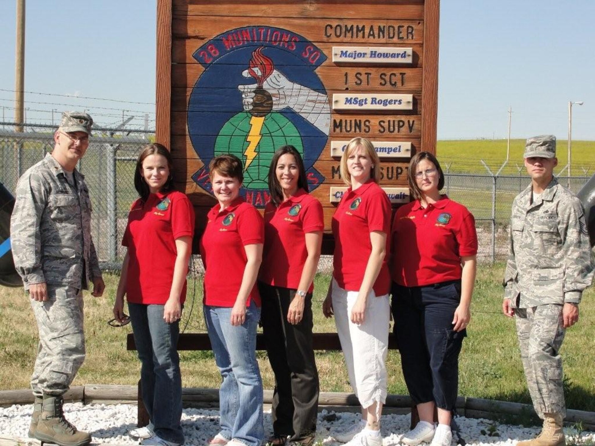 Members of the 28th Munitions Squadron Key Spouse program pose for group photo. The Key Spouse Program is drastically different from a traditional spouse’s group in that organizational leadership empowers a volunteer to assist with quality of life programs and services directed at the family members. (Courtesy photo)