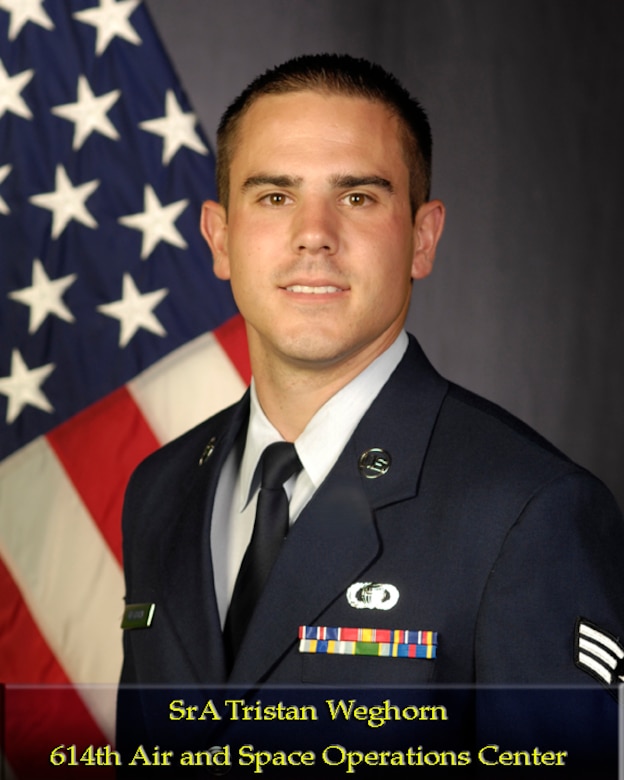 VANDENBERG AIR FORCE BASE, Calif. – Senior Airman Tristan Weghorn, from the 614th Air and Space Operations Center, is the quarterly award winner in the Airman category. 