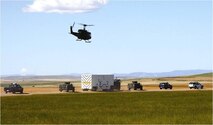 A typical ICBM weapons convoy is pictured on a recent trip to the missile field.