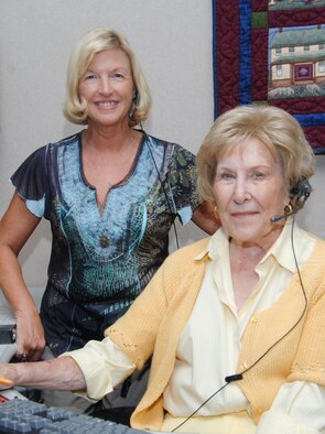 Shirley Cunliffe (left) and Grace Jolly are telephone operators at the Maxwell-Gunter switchboard. (U.S. Air Force photo/Melanie Rodgers Cox)