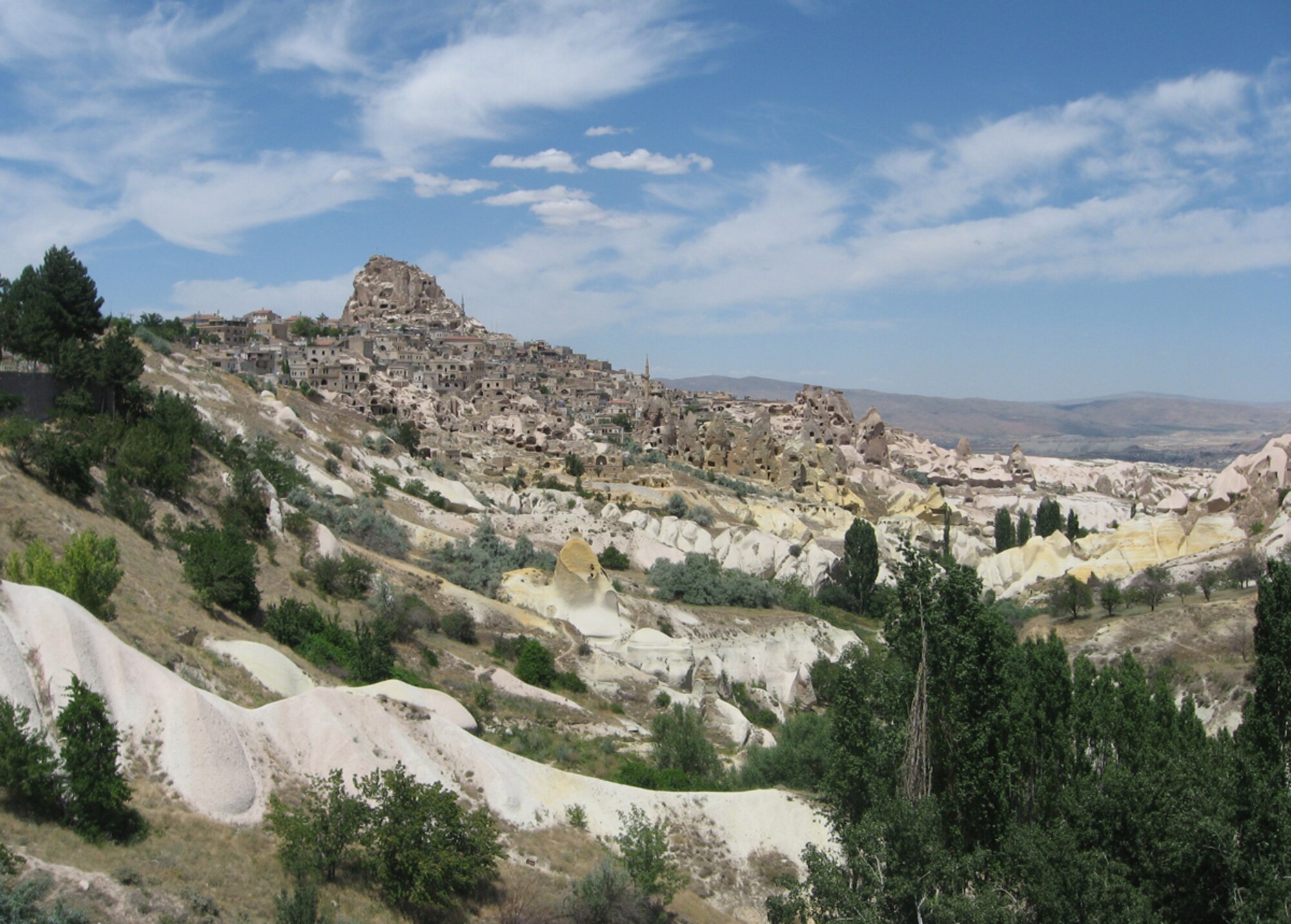 Ortahisar, which means “middle fortress” in Turkish, houses the castle-like rock formation after which the town is named. The fortress is honeycombed with caves and tunnels and overlooks the various “fairy chimneys” in Cappadocia.  (U.S. Air Force photo/Airman 1st Class Amber Ashcraft)