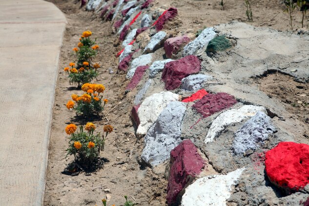 The re-landscaped garden and gently groomed lawns are a testament to recent improvements at the Habbaniyah Tourist Village, and Hameed A.T. Aladai's dedication to improving HTV. The area was destroyed when 15,000 refuges flooded the area during the 2004 battles for Fallujah. (U.S. Marine Corps photograph by Cpl. Bobbie A. Curtis)