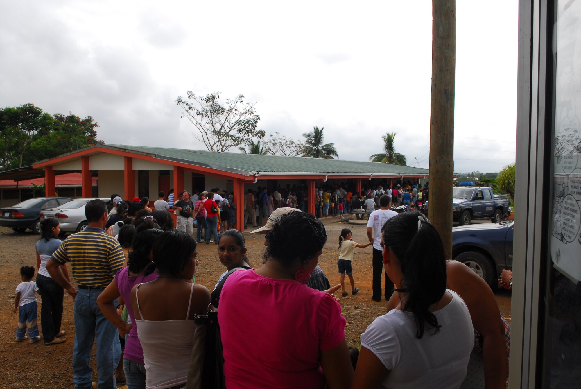 SANTA ROSA, Costa Rica – A line of people from the local area here wait to be seen for medical treatment May 24. Medical personnel from the 30th Space Wing deployed to Costa Rica May 16 - 30 as part of a humanitarian effort with local Costa Rican physicians. Medical specialists from both countries provided medical care to residents who are rarely seen by physicians due to living in isolated areas.(U.S. Air Force photo/Airman 1st Class Steve Bauer)