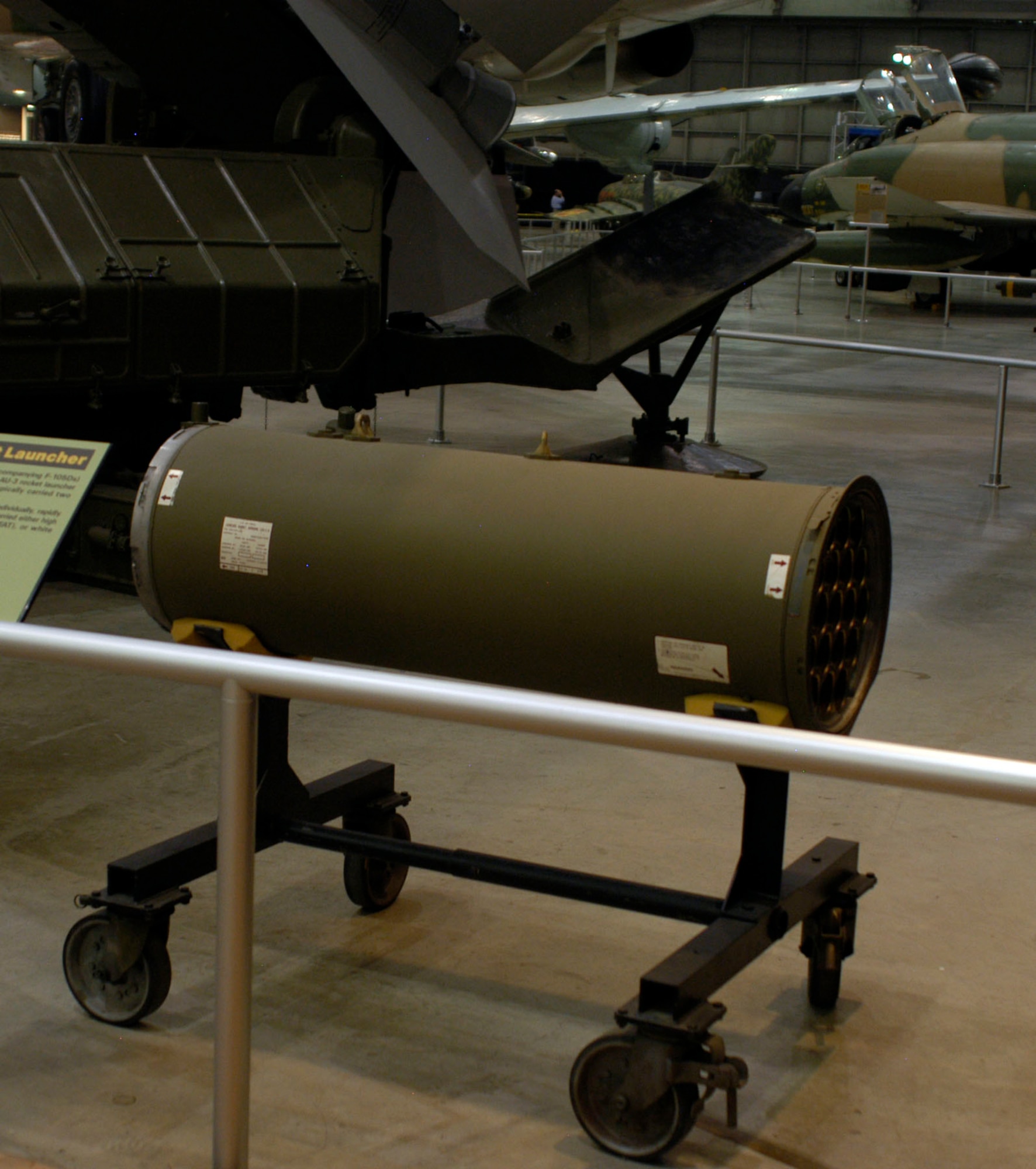 DAYTON, Ohio - The LAU-3 Rocket Launcher on display in the First In, Last Out: Wild Weasels vs. SAMs exhibit in the Southeast Asia War Gallery at the National Museum of the U.S. Air Force. (U.S. Air Force photo)
