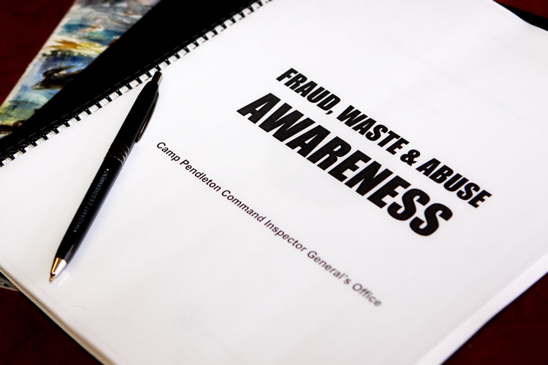The Headquarters Marine Corps Inspector General’s Office is committing to spread out the word about regulations on fraud, waste and abuse. This information is directed to military members and civilian employees who work aboard military bases. All incidents that fall under the fraud, waste or abuse categories should be reported.