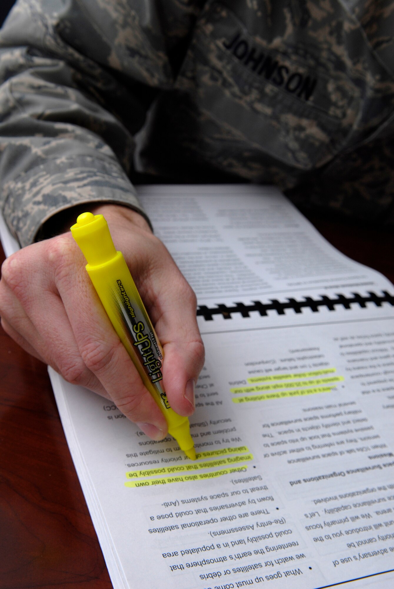VANDENBERG AIR FORCE BASE, Calif. -- Staff Sgt. Thomas Johnson, a 533rd Training Squadron student, takes notes on how ground based radars track satellites May 27. The 533rd TRS, an original missile squadron and a training detachment at Schriever AFB, Colo., provides initial qualification training for attack warning, space surveillance and counterdrug missions. (U.S. Air Force photo/Senior Airman Christian Thomas)