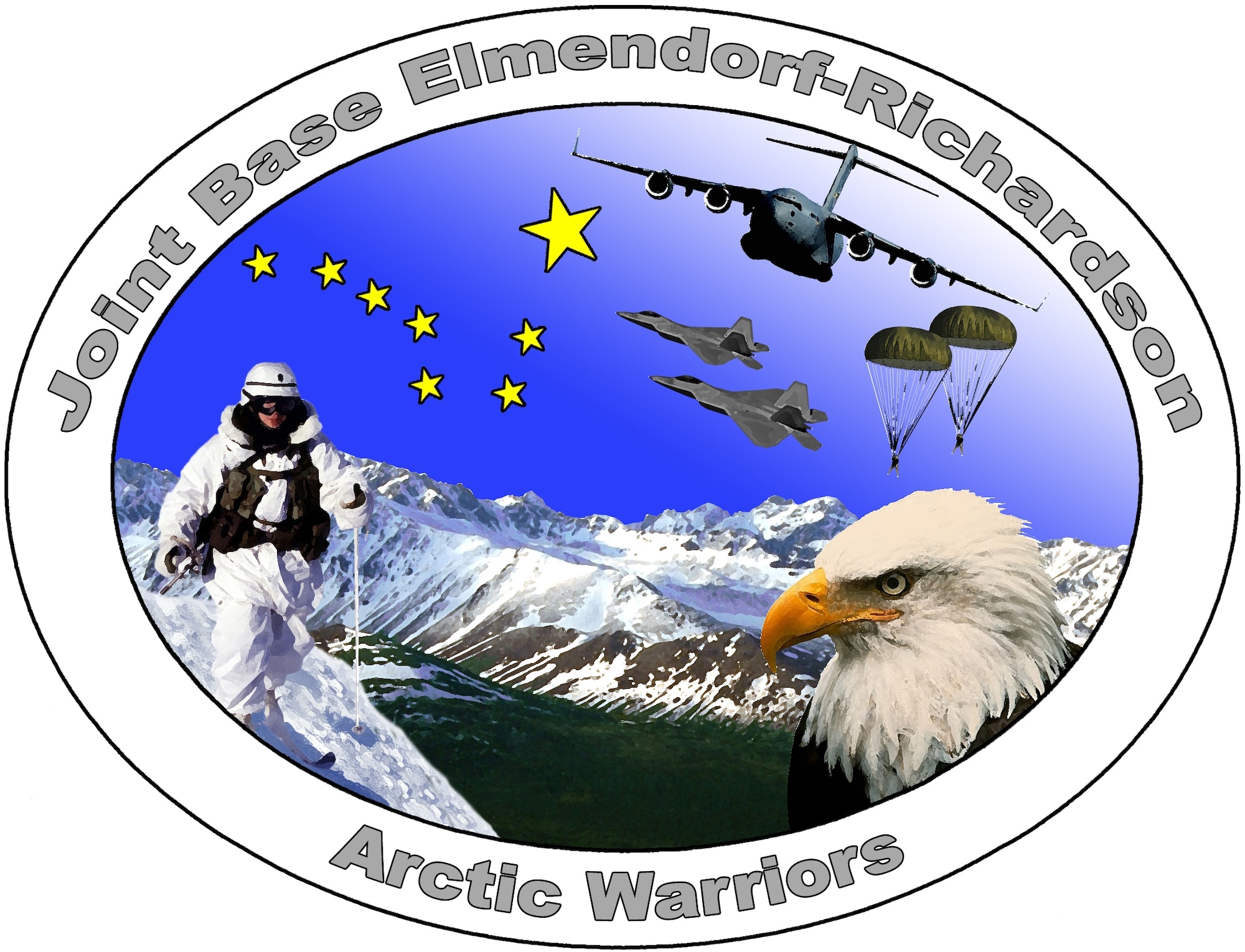 ELMENDORF AIR FORCE BASE, Alaska -- The new Joint Base Elmendorf-Richardson official logo was chosen in early May.(U.S. Air Force graphic/Airman 1st Class Mariko Thomas)