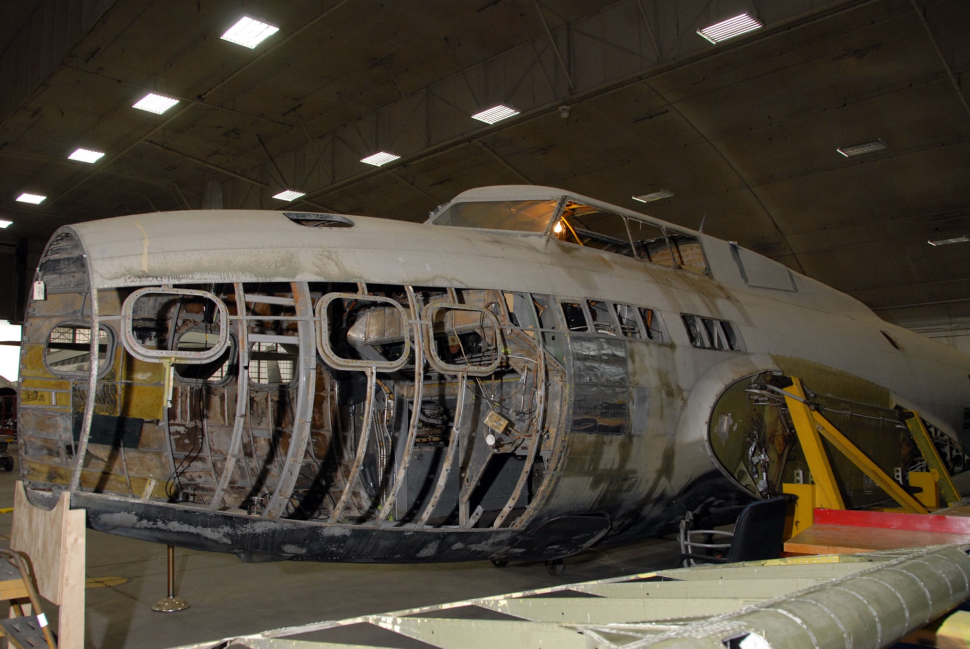 DAYTON, Ohio (6/2/2009) - The B-17D The Swoose in the restoration hangar at the National Museum of the U.S. Air Force. (U.S. Air Force photo)