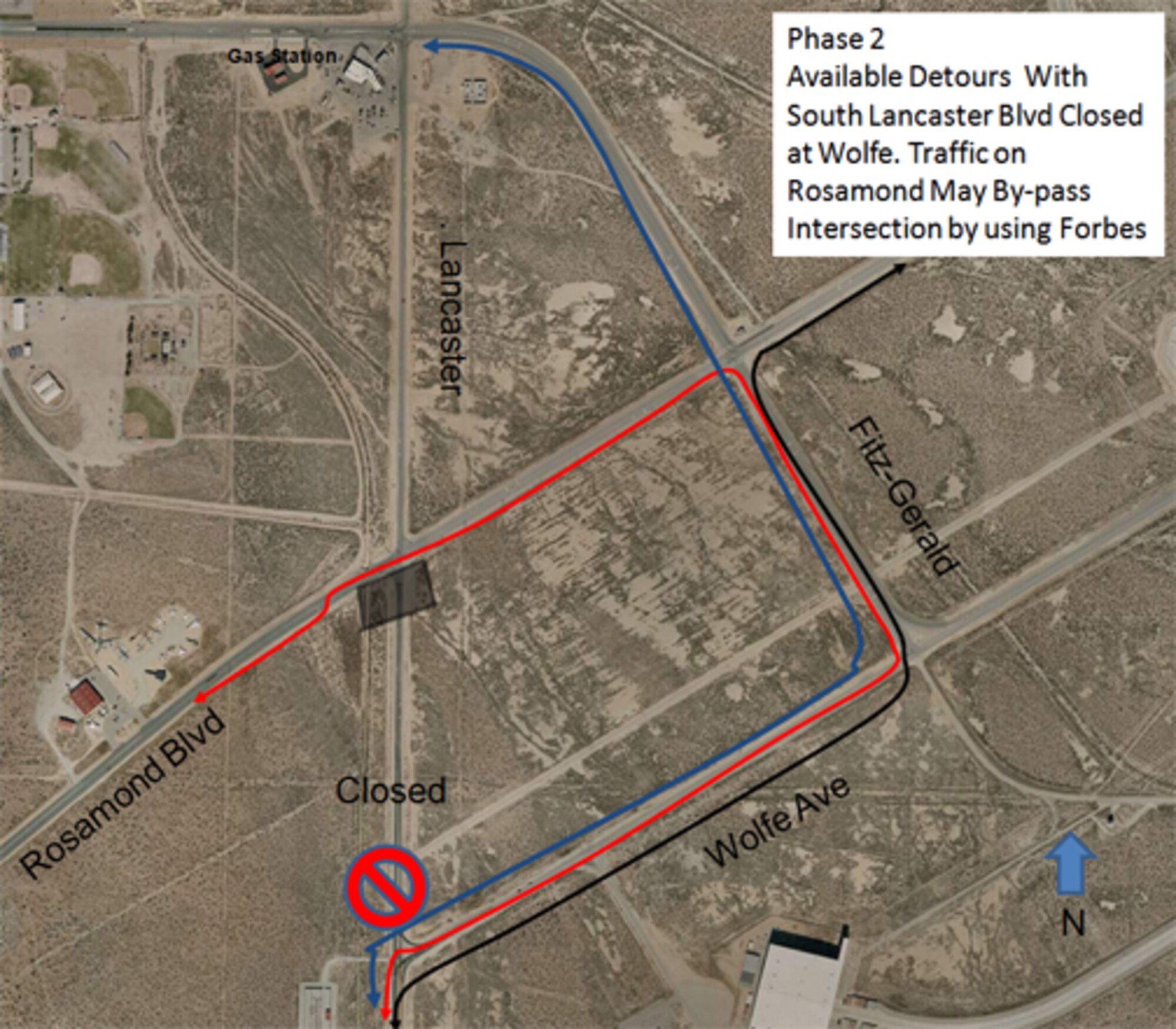 The 95th Civil Engineer and Transportation Directorate will repair the intersection at Rosamond and Lancaster Boulevards beginning June 8 to mid-August. (Courtesy graphic)