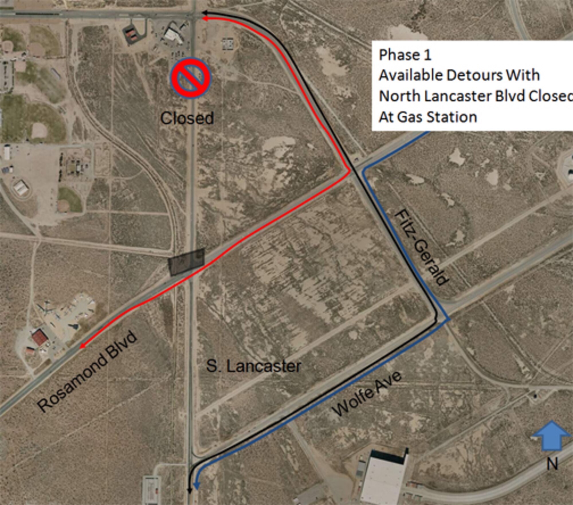 The 95th Civil Engineer and Transportation Directorate will repair the intersection at Rosamond and Lancaster Boulevards beginning June 8 to mid-August. (Courtesy graphic)