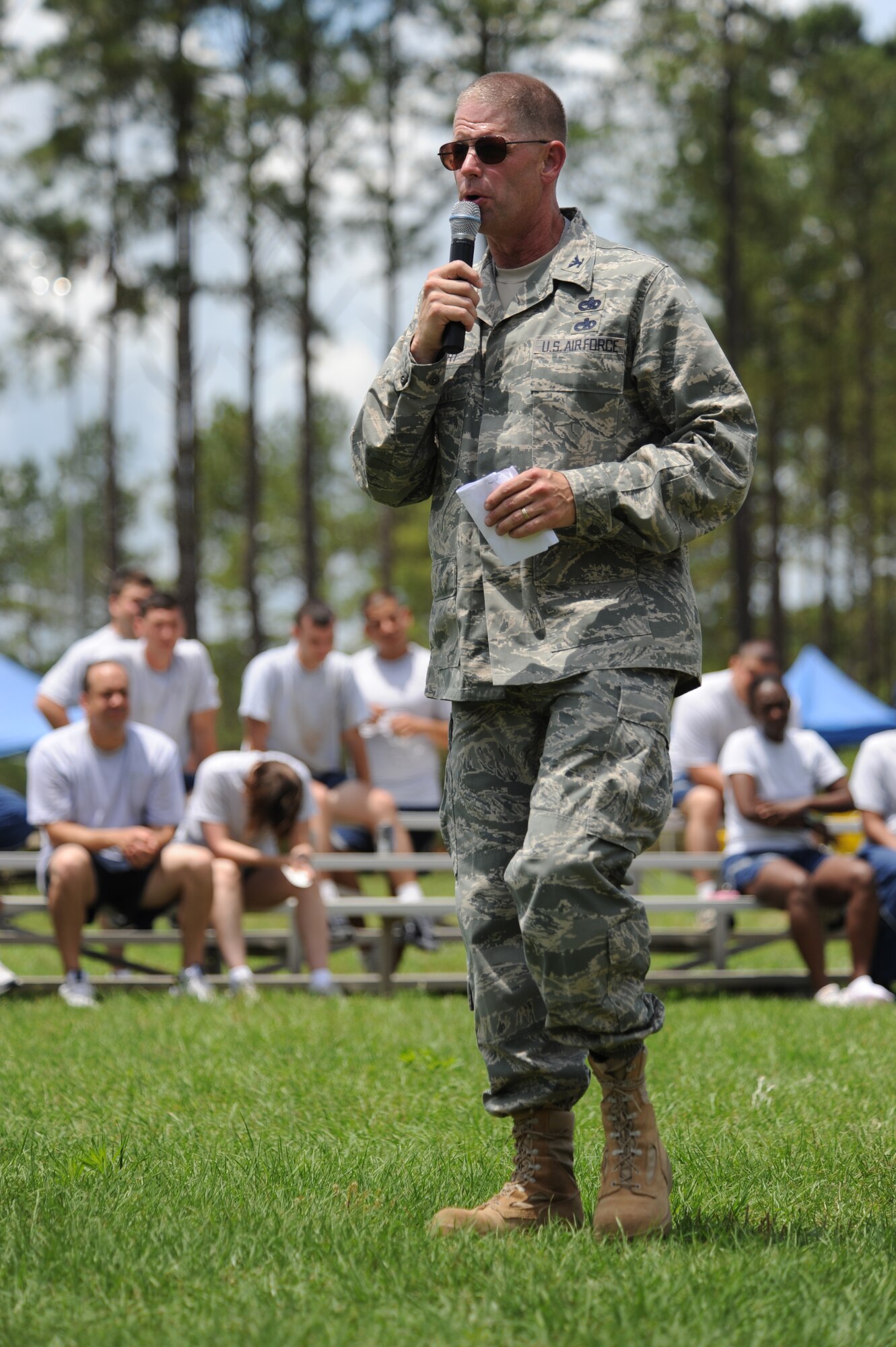 SHAW AIR FORCE BASE, S.C. -- "Mentor your buddy. Show your buddy how to do it and do it right," said guest speaker Col. Brad Reinert, director of logistics for 9th Air Force and U.S. Air Forces Central, during the 20th Mission Support Group Operational Readiness Inspection Combat Rally May 26. The rally was comprised of combat-themed competitions that served as a refresher in Ability to Survive and Operate procedures for Shaw's ORI in June. (U.S. Air Force photo/Matt Davis)