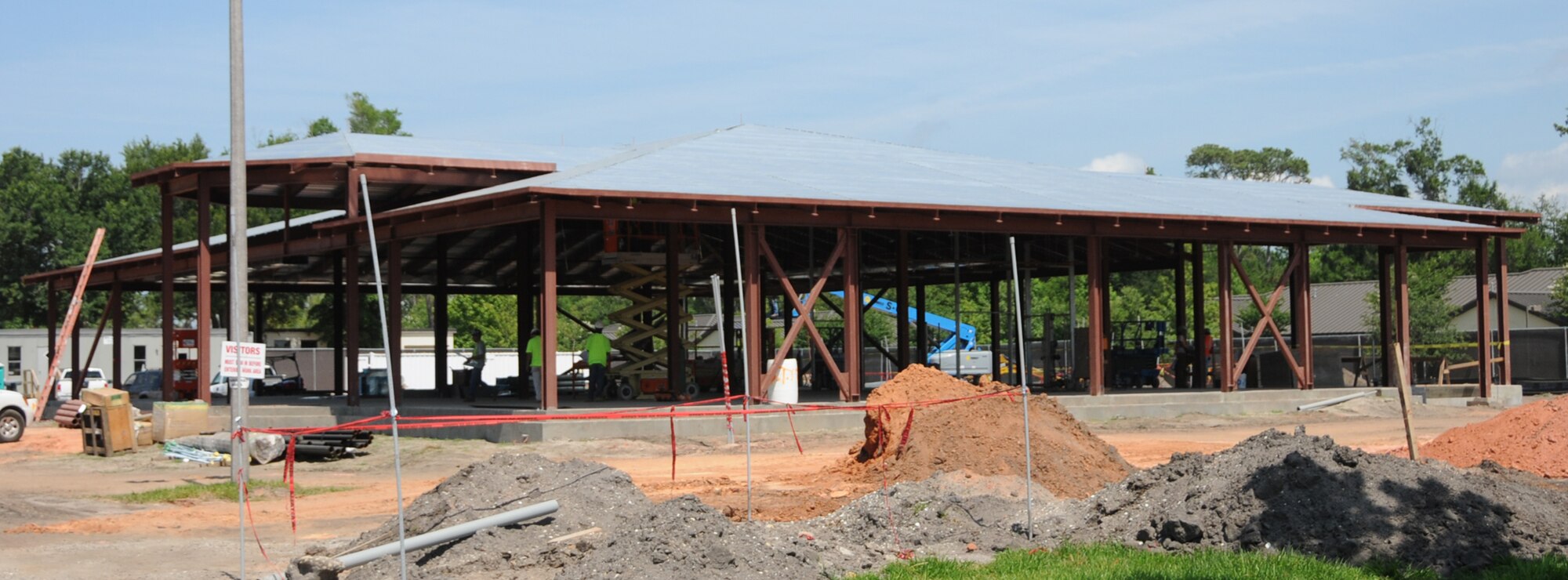 Construction of the new post office on Meadows Drive is about 40 percent.  The $3,311,498 structure should be completed by February.  (U.S. Air Force photo by Kemberly Groue)