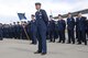 Lt. Col. Jeff Cooper, 60th Operations Support Squadron commander, stands during the 60th Operation Support Group change of command June 1 on the flightline. Col. Anthony Butters assumed command from Col. Jim Baron during the ceremony. (U.S. Air Force photo/Nan Wylie)