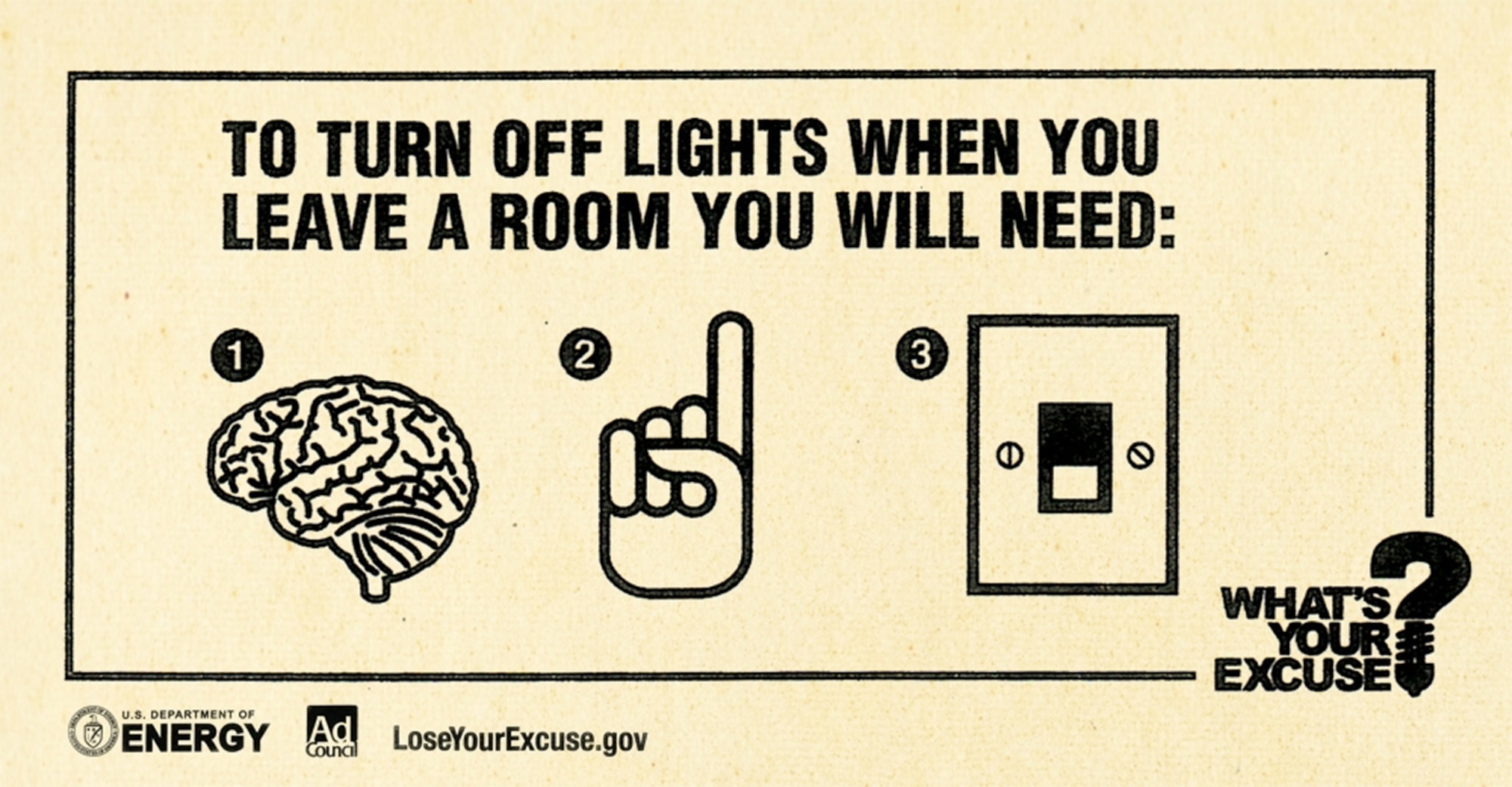 Energy Conservation.  Last one turn off the light.  (U.S. Department of Energy graphic)