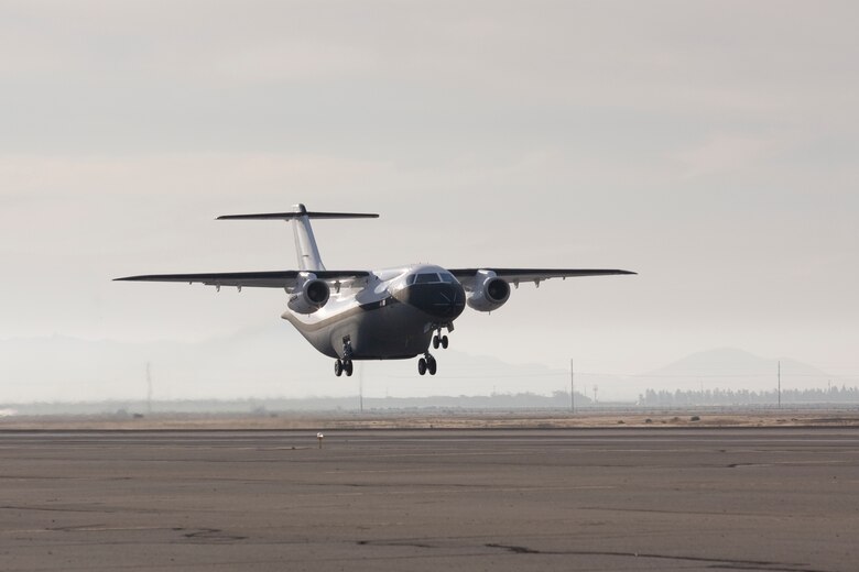 The Advanced Composite Cargo Aircraft made its first test flight June 2 from Air Force Plant 42 in Palmdale, Calif.  The ACCA is proof of concept technology demonstrator for advanced composite manufacturing processes in a full-scale, certified aircraft. It was developed by the Air Force Research Laboratory and Lockheed Martin.  (Lockheed Martin photo/Denny Lombard)
