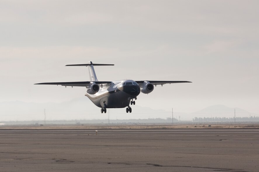 The Advanced Composite Cargo Aircraft made its first test flight June 2 from Air Force Plant 42 in Palmdale, Calif.  The ACCA is proof of concept technology demonstrator for advanced composite manufacturing processes in a full-scale, certified aircraft. It was developed by the Air Force Research Laboratory and Lockheed Martin.  (Lockheed Martin photo/Denny Lombard)
