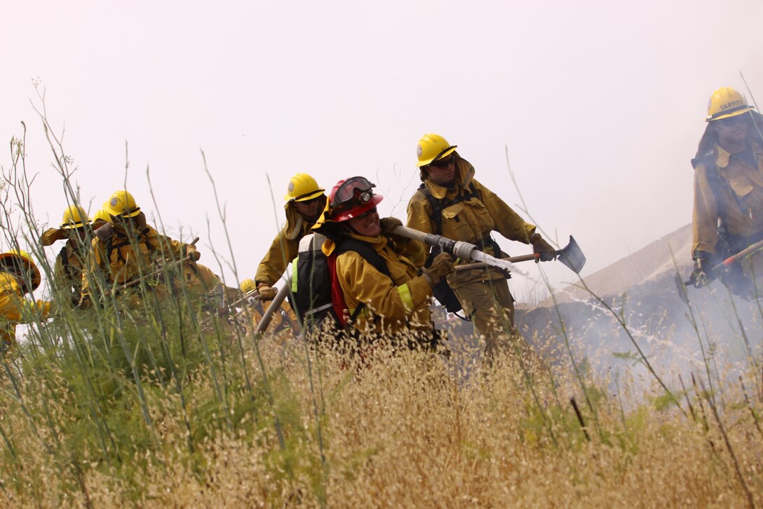 Firefighters use a combanation of water hoses and tool to supress the fire and the cut brake lines ment to stop the blaze from moving on to other fuel sources.