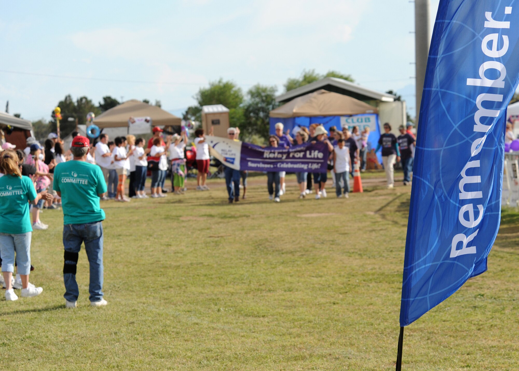 Members of Team Holloman and the community of Alamogordo, N.M., participate in the 10th Annual Otero County Relay for Life fundraiser, May 30. Several teams were formed by members of Holloman Air Force Base, N.M., and play an important role in Relay for Life. (U.S. Air Force photo/Senior Airman Michael Means)