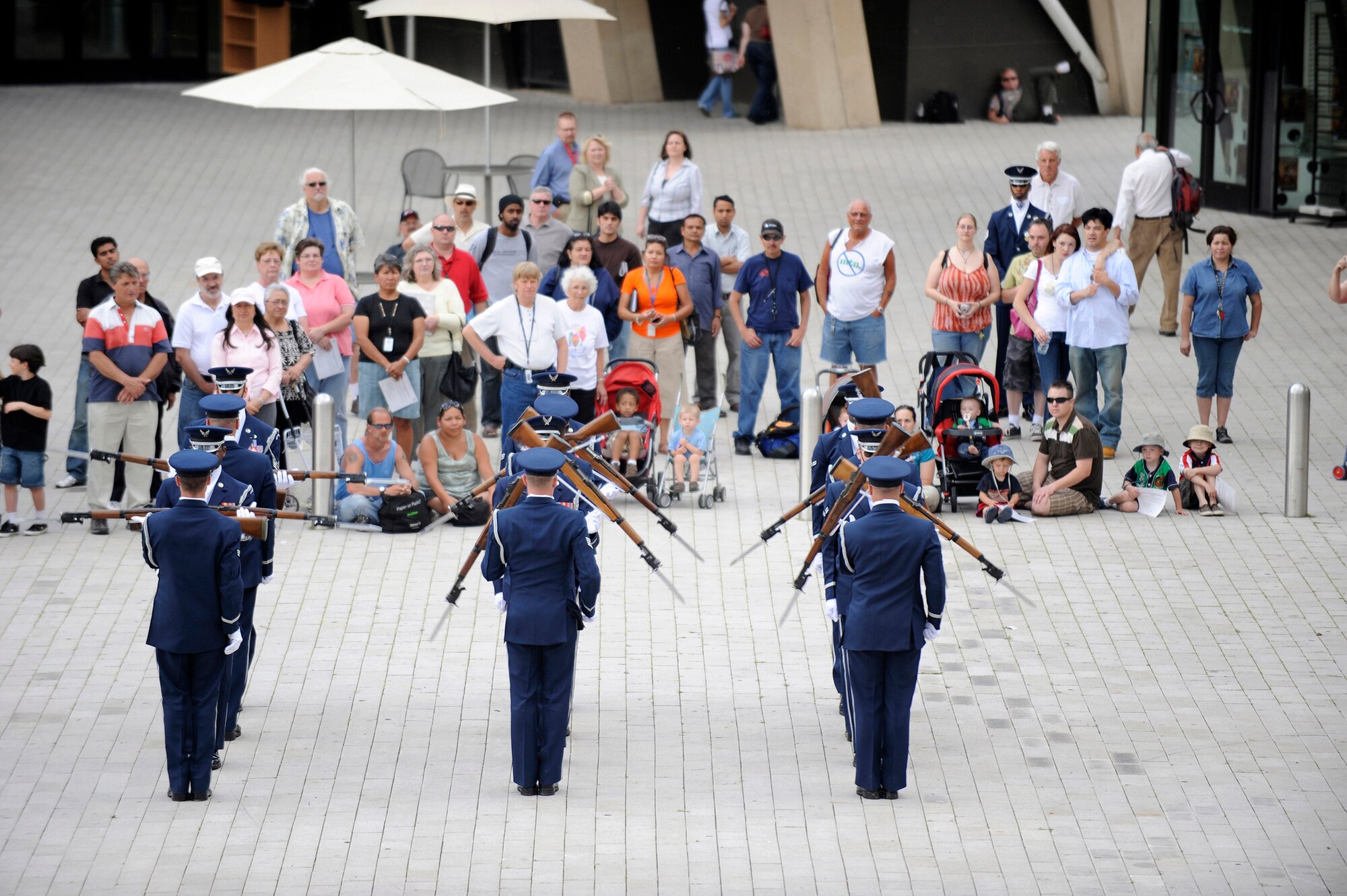 The U.S. Air Force Honor Guard performed at the Salt Lake City Library Square after the Lunch with Leo Event, which featured speakers Col. Jack Kelley and Dr. Jeff Muhs on the topic of Air Force synthetic fuels on June 3, 2009.  (U.S. Air Force photo by James Arrowood)
