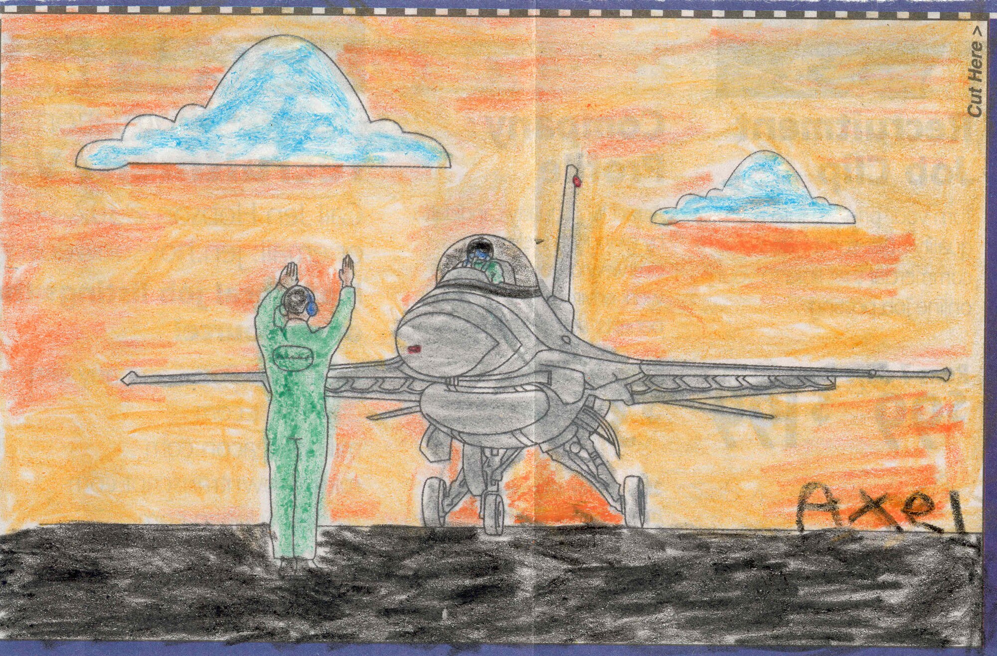 Four-year-old Axel Hernandez-Rodriguez?s won the 2009 Dover Air Force Base coloring competition. His Air Force Thunderbirds coloring was selected as the best of more than 100 submissions. Children between the ages of four and nine were eligible to participate in the contest created for the Life, Liberty, and the Pursuit of Flight open house held at Dover AFB June 20-21. Second place was eight-year-old Jack Markussen and third place was eight-year-old Nathan Below. (Art by Axel Hernandez-Rodriguez)