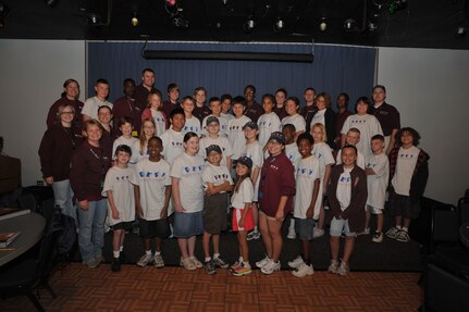 OFFUTT AIR FORCE BASE, Neb - More than 25 children ages 9-12 are participating in the Drug Education For Youth program's eight day phase one event of the two phase program.  Phase two DEFY events will include monthly activities and mentoring throughout the school year.  The DEFY program at Offutt is staffed by volunteers from the United States Strategic Command, Strategic Communications Wing One Detachment Offutt (Navy), Defense Intelligence Agency and the 55th Force Support Squadron (Air Force).  DEFY originated in 1993 as a drug demand reduction program geared towards substance abuse awareness and life skills for Navy and Marine Corps dependent youths aged 9-12.  The program has expanded to 56 Navy and Marine Corps sites world-wide, and is partnered with the Department of Air Force which also has sites world-wide  and the Department of Justice, which has sites in the United States.