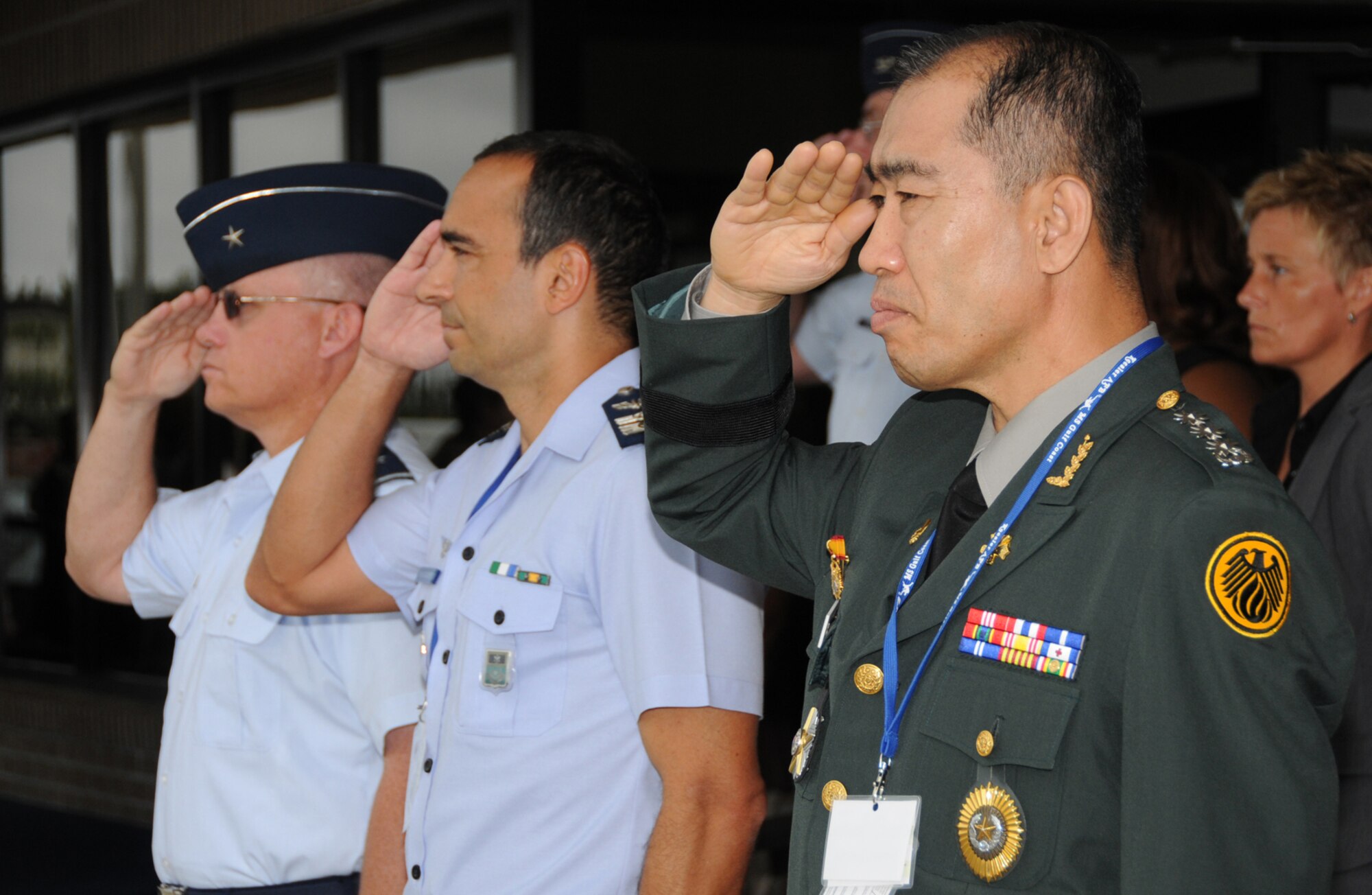 An opening ceremony June 6 marks the beginning of the 5th CISM Women's Soccer Championship.  Teams from Brazil, Canada, France, Germany, The Netherlands, The Republic of South Korea, and the United States marched in a Keesler parade to kick off the ten-day event.  The ceremony also featured drill demonstrations from the 334th Training Squadron, remarks from Col. Ian Dickinson, 81st Training Wing commander, and Col. Stefan margeane, official CISM representative.  Organizers say the tournament represents a chance to build bonds and friendships between the countries, and encourages the CISM's motto "Friendship through Sports."  (U.S. Air Force photo by Kemberly Groue)