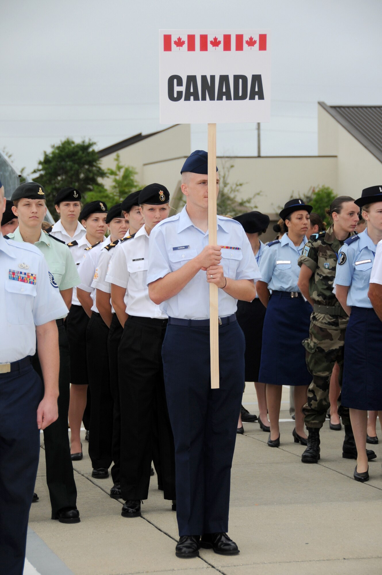 An opening ceremony June 6 marks the beginning of the 5th CISM Women's Soccer Championship.  Teams from Brazil, Canada, France, Germany, The Netherlands, The Republic of South Korea, and the United States marched in a Keesler parade to kick off the ten-day event.  The ceremony also featured drill demonstrations from the 334th Training Squadron, remarks from Col. Ian Dickinson, 81st Training Wing commander, and Col. Stefan margeane, official CISM representative.  Organizers say the tournament represents a chance to build bonds and friendships between the countries, and encourages the CISM's motto "Friendship through Sports."  (U.S. Air Force photo by Kemberly Groue)